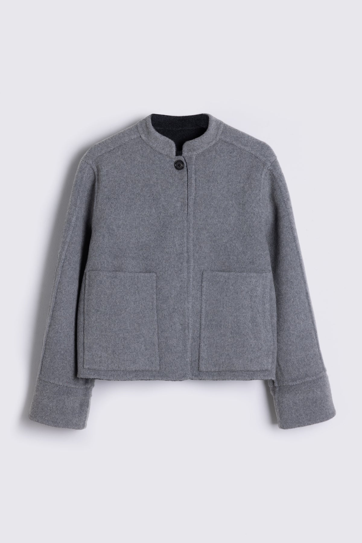 Ayla Wool Blend Reversible Jacket - Charcoal
