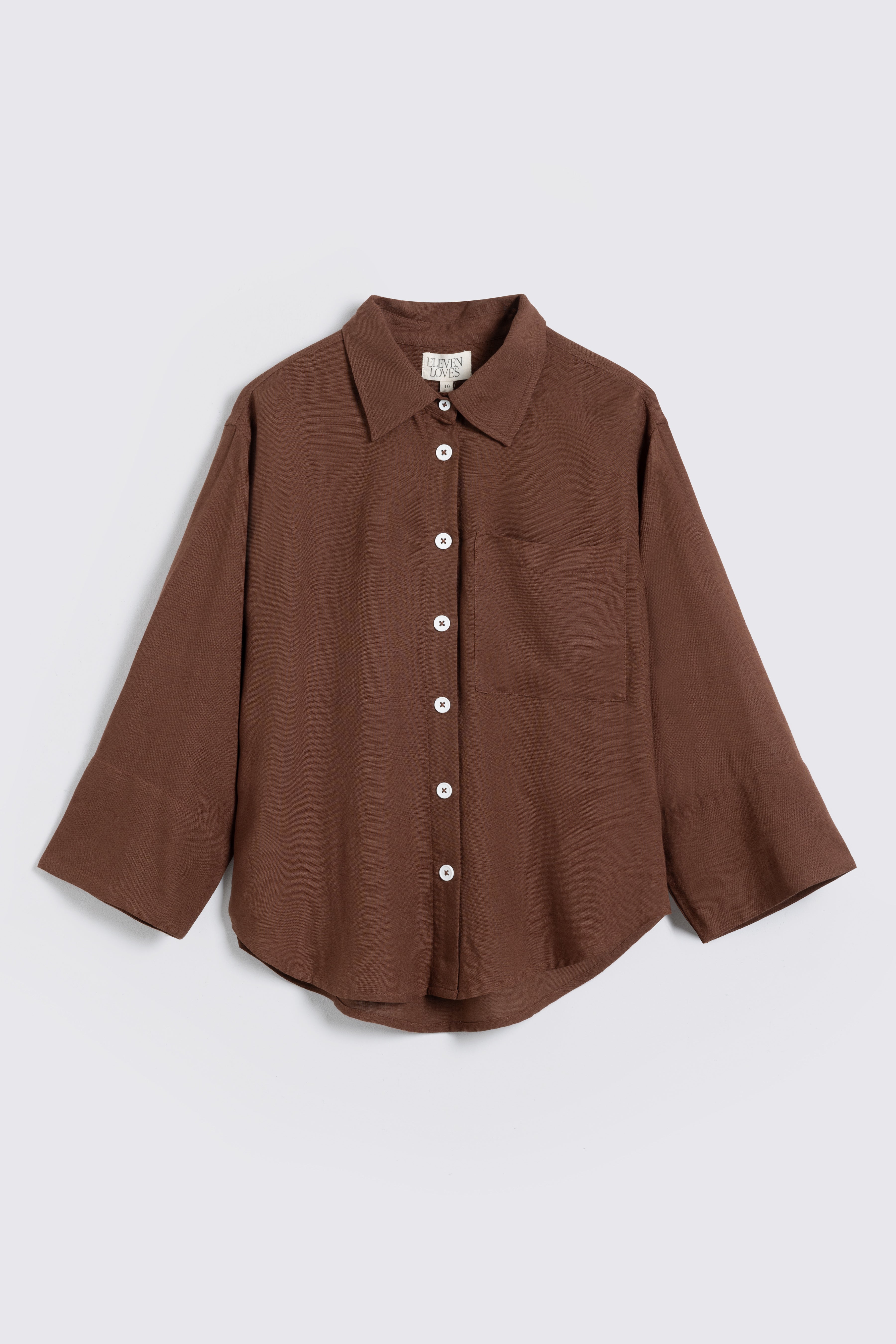 Lulu Linen Blend Shirt - Chocolate