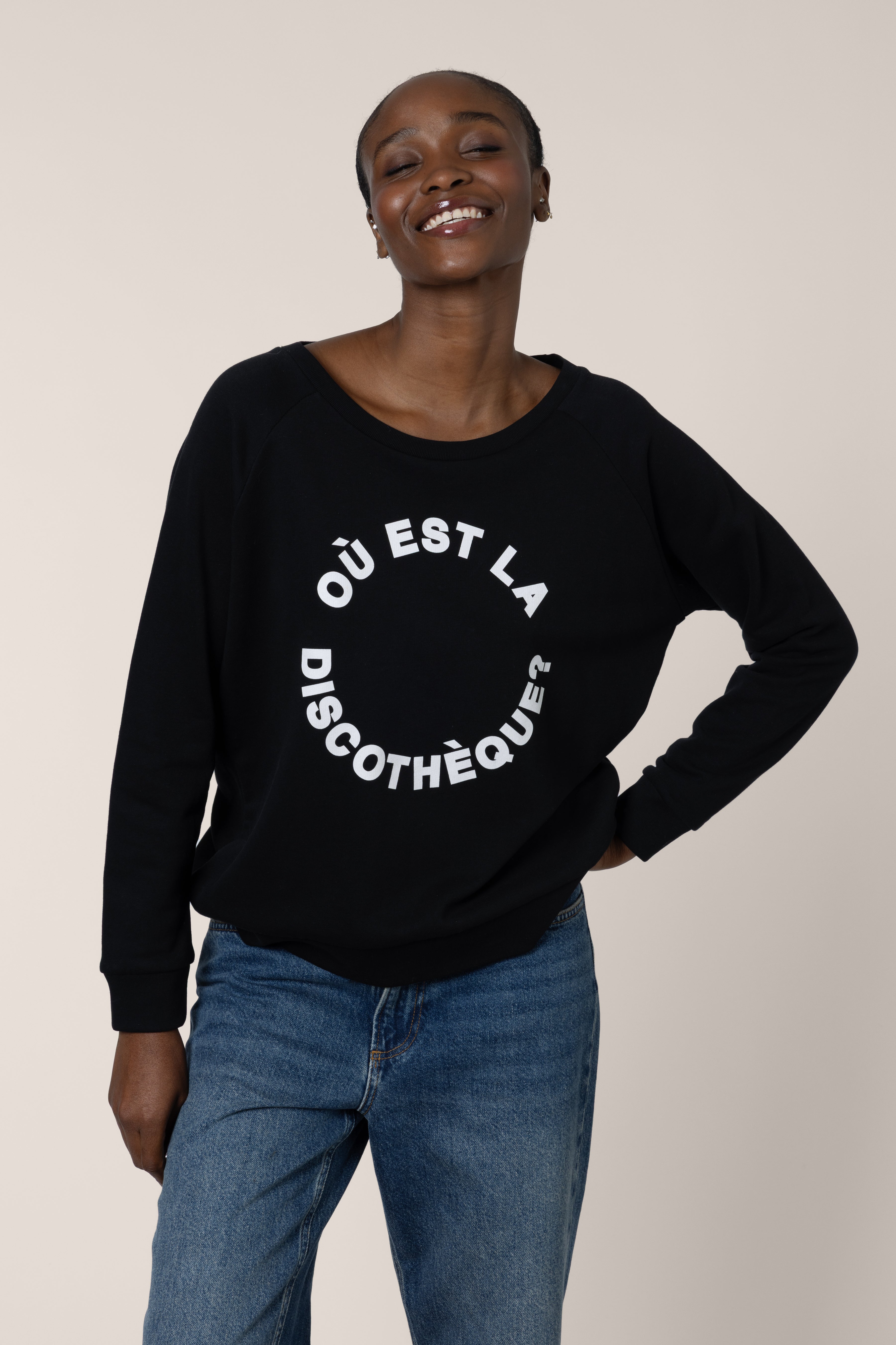 Où Est La Discothèque? Sweatshirt - White on Black
