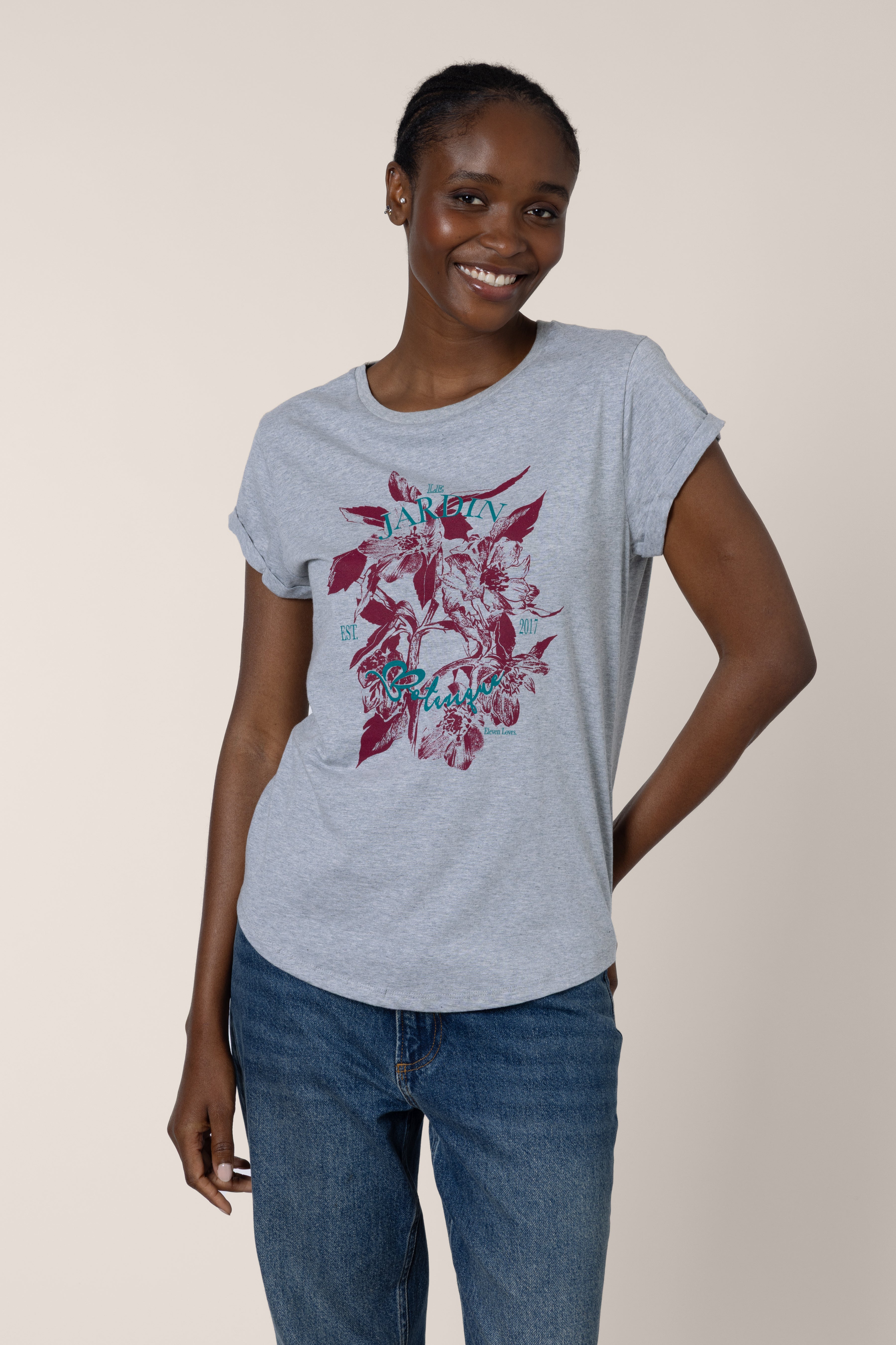 Le Jardin Neat Fit T-Shirt - Grey