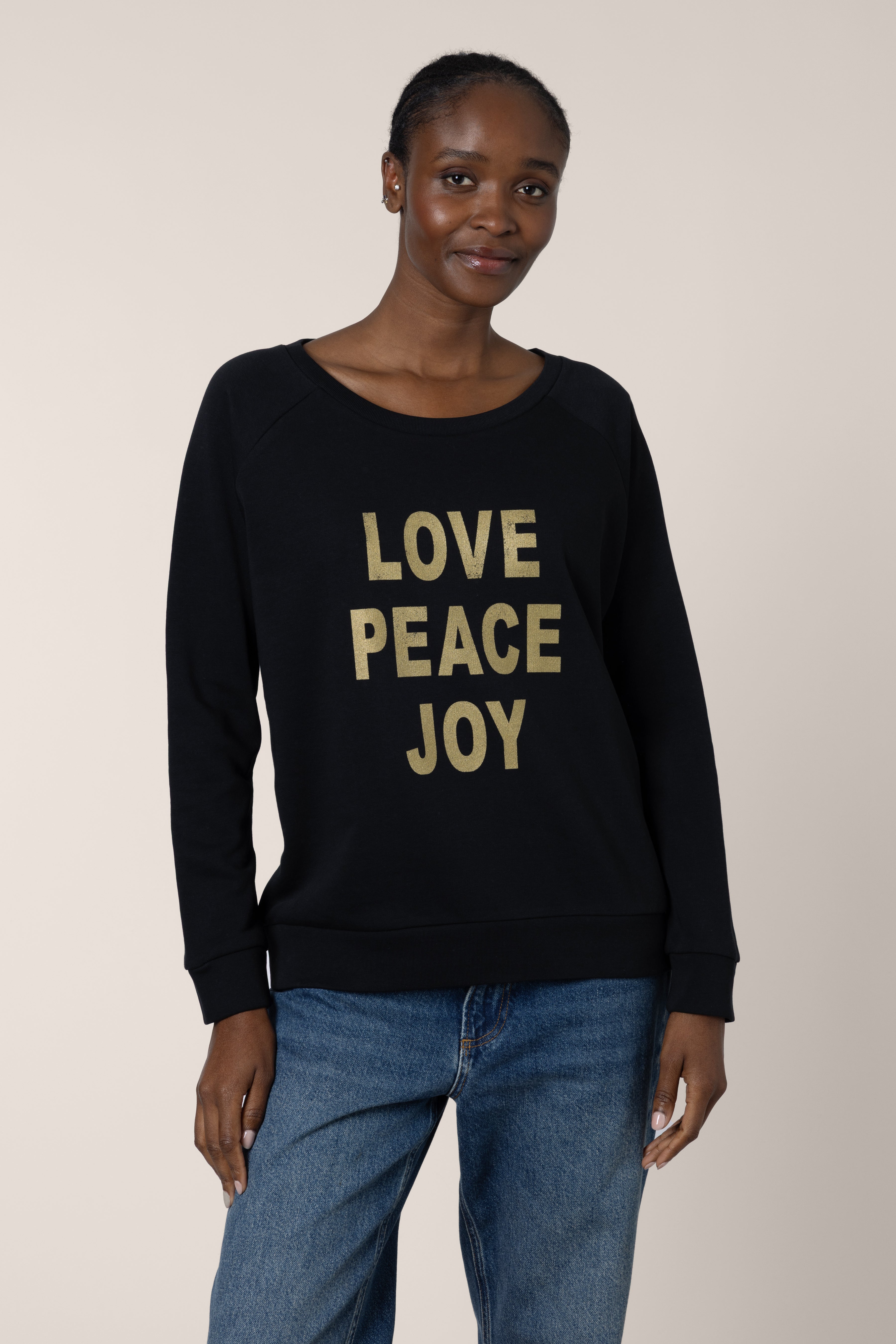 Love Peace Joy Sweatshirt - Black (supporting Give Your Best)
