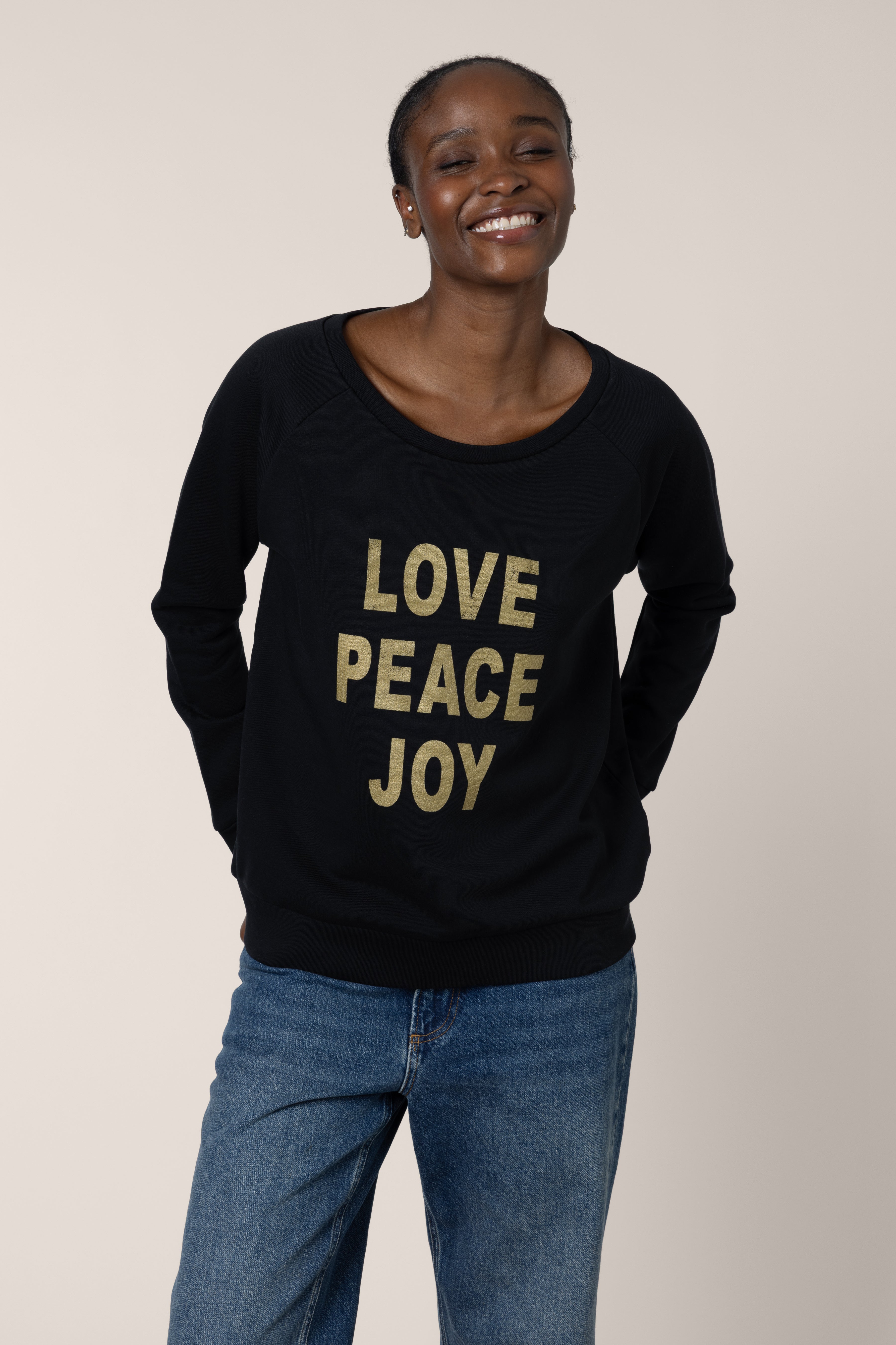 Love Peace Joy Sweatshirt - Black (supporting Give Your Best)