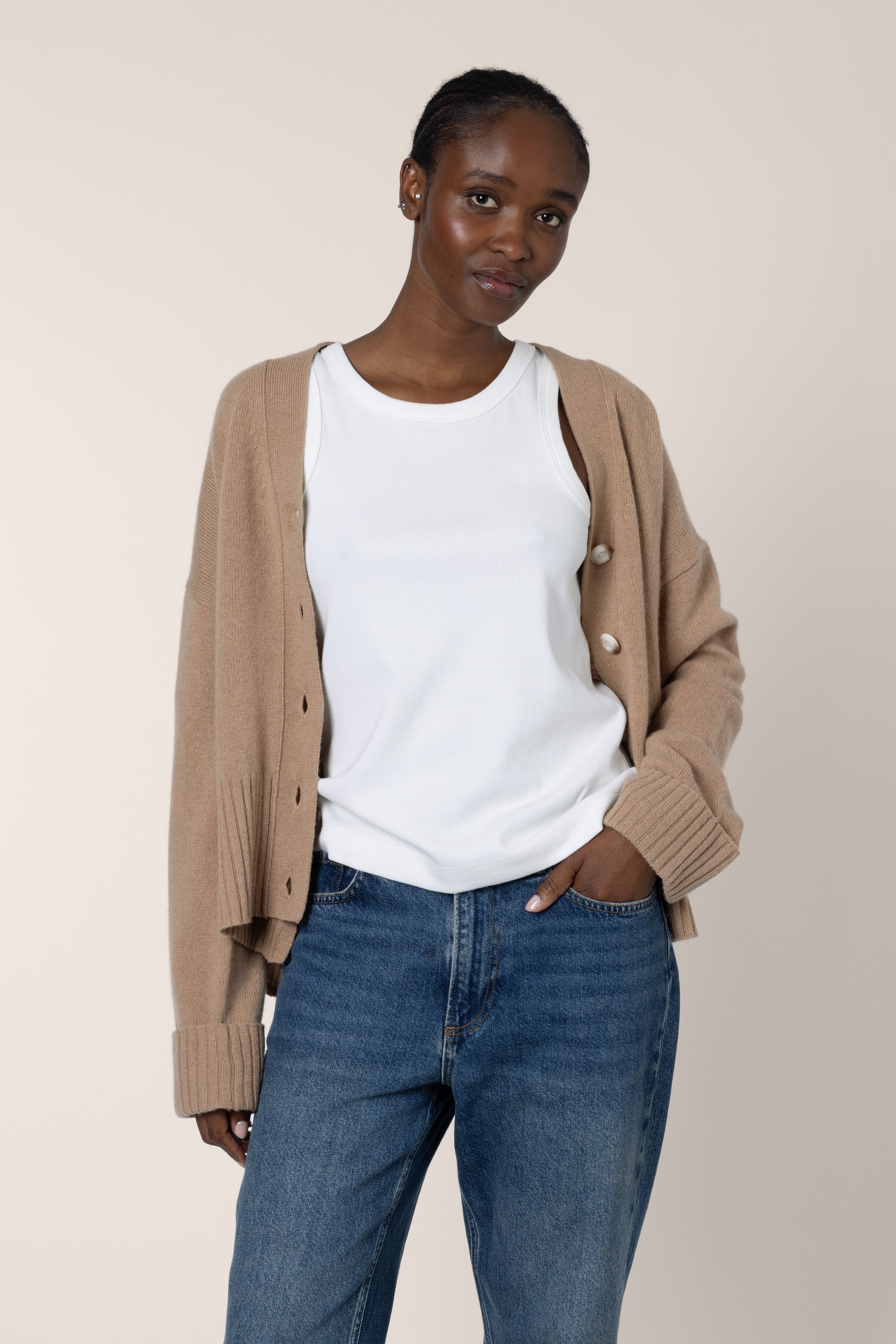 Maya Rib Jersey Vest - Off White