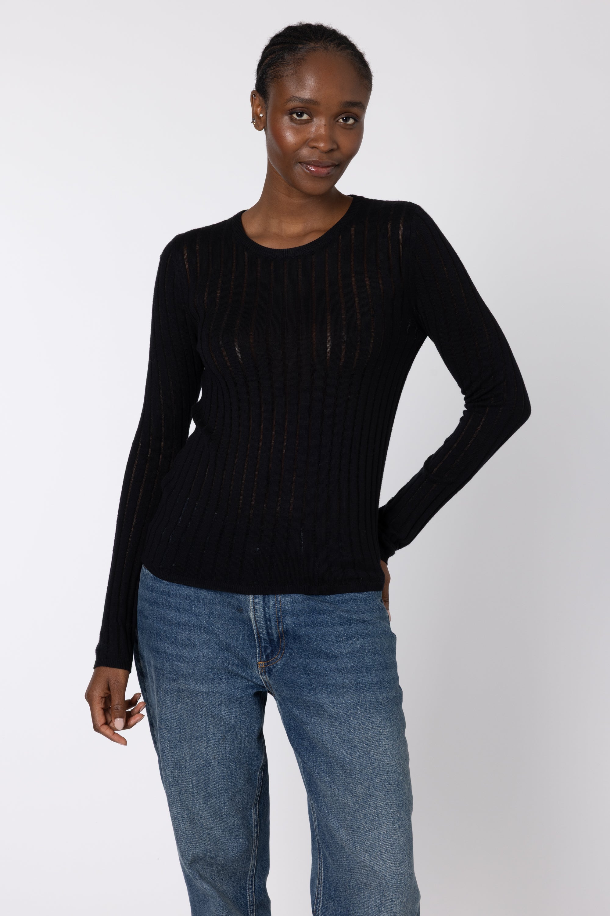 Iggy Sheer Rib Jumper - Black
