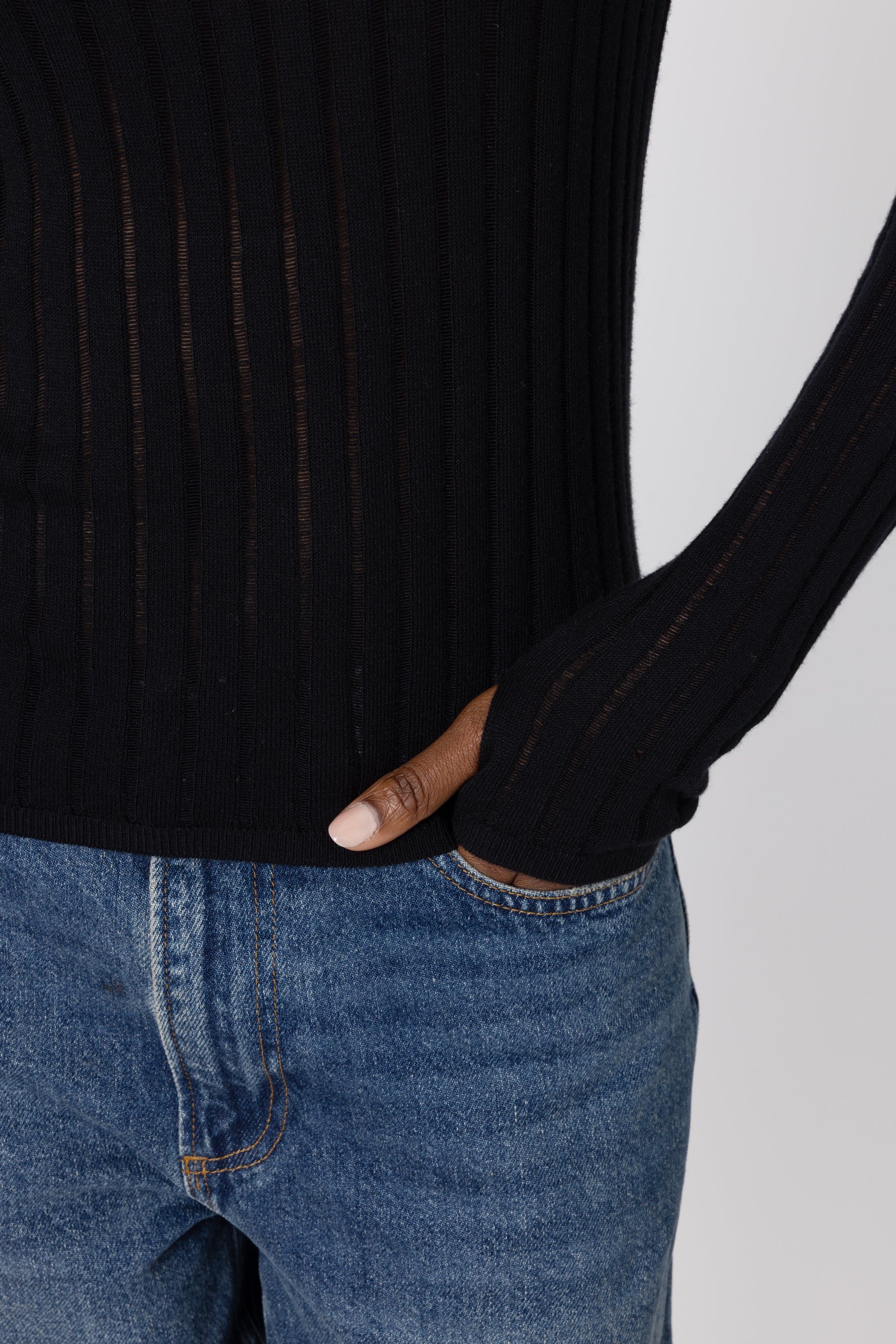 Iggy Sheer Rib Jumper - Black