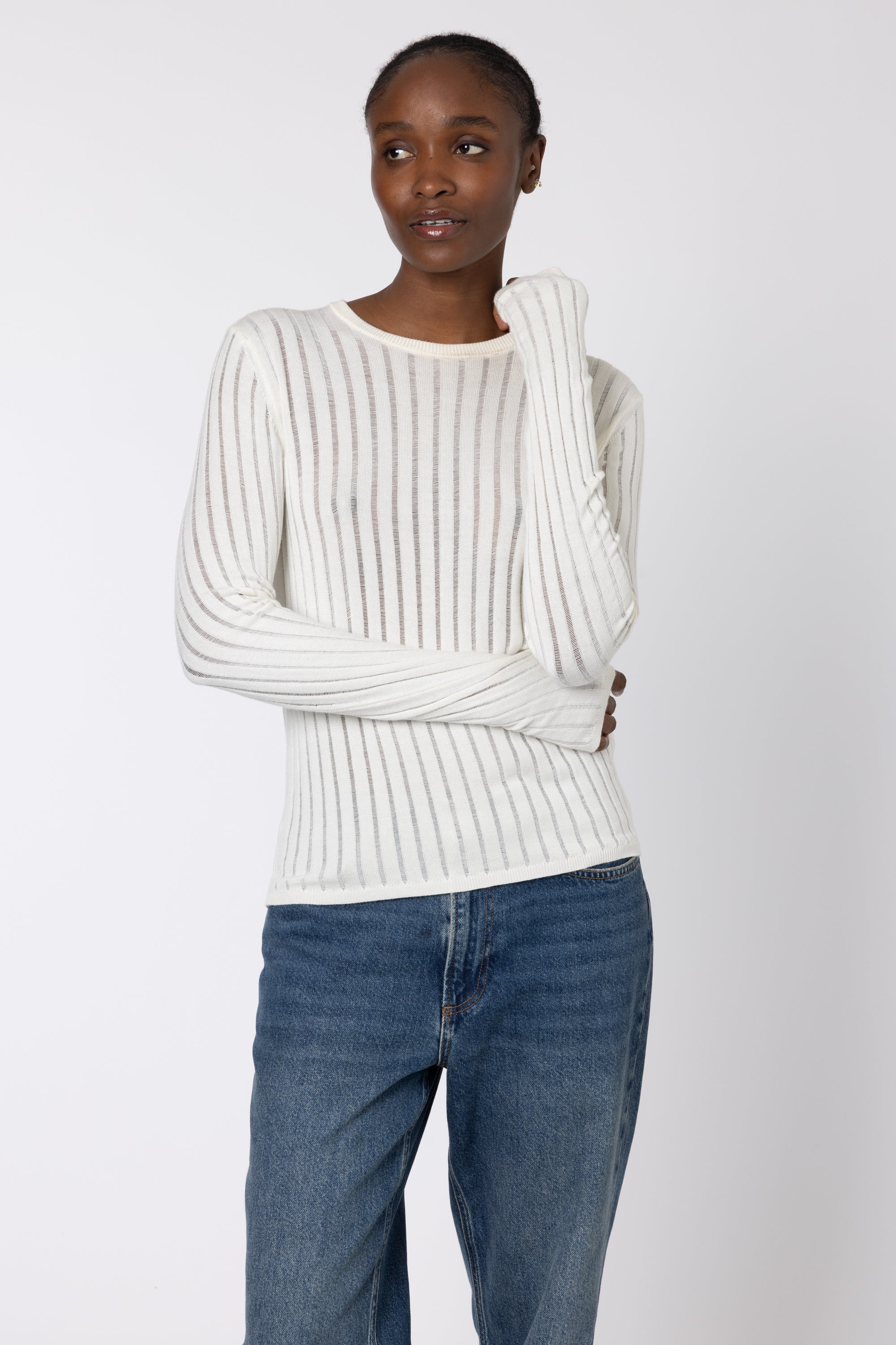 Iggy Sheer Rib Jumper - Ivory