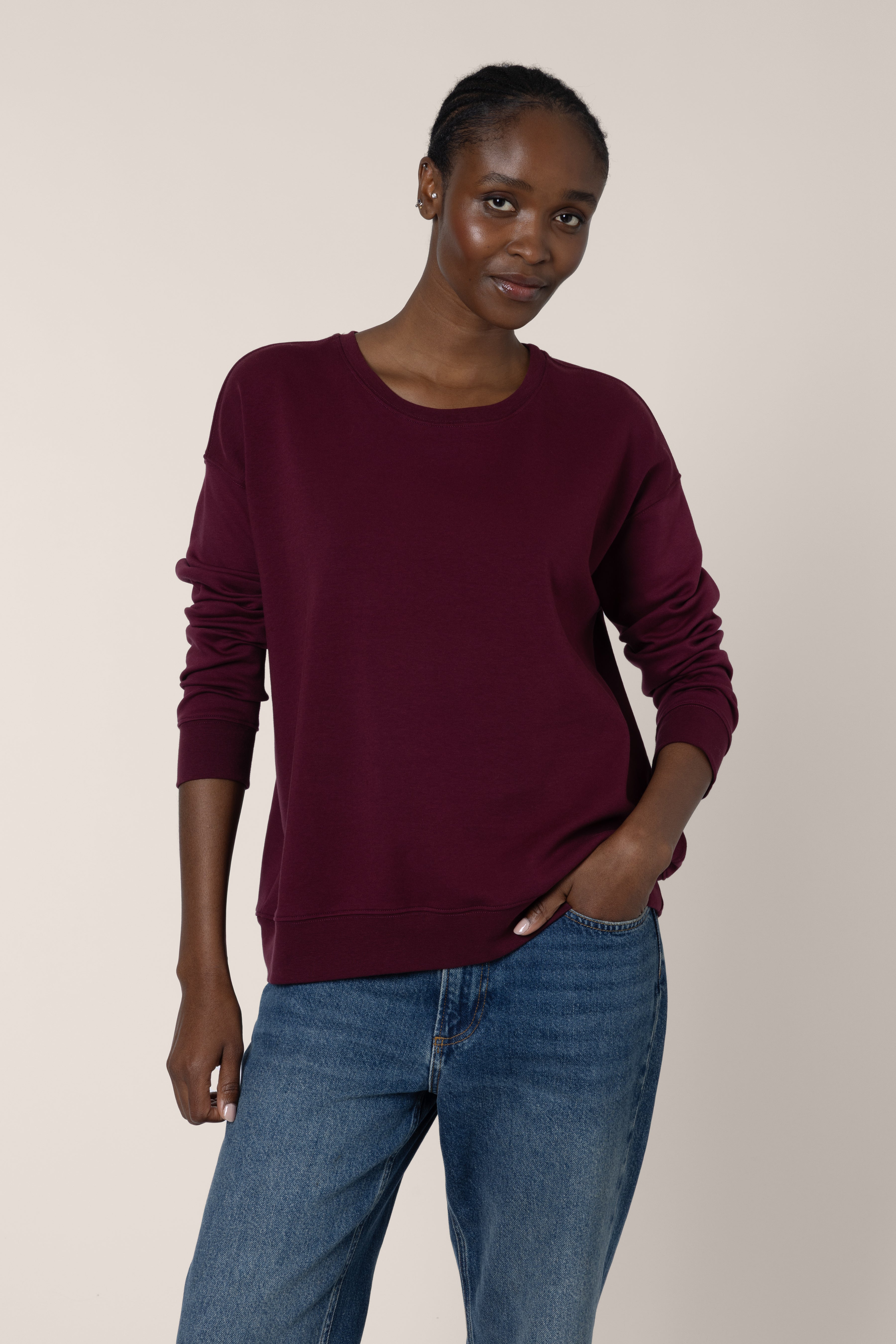 The Perfect Crew Neck Sweatshirt - Dark Cherry