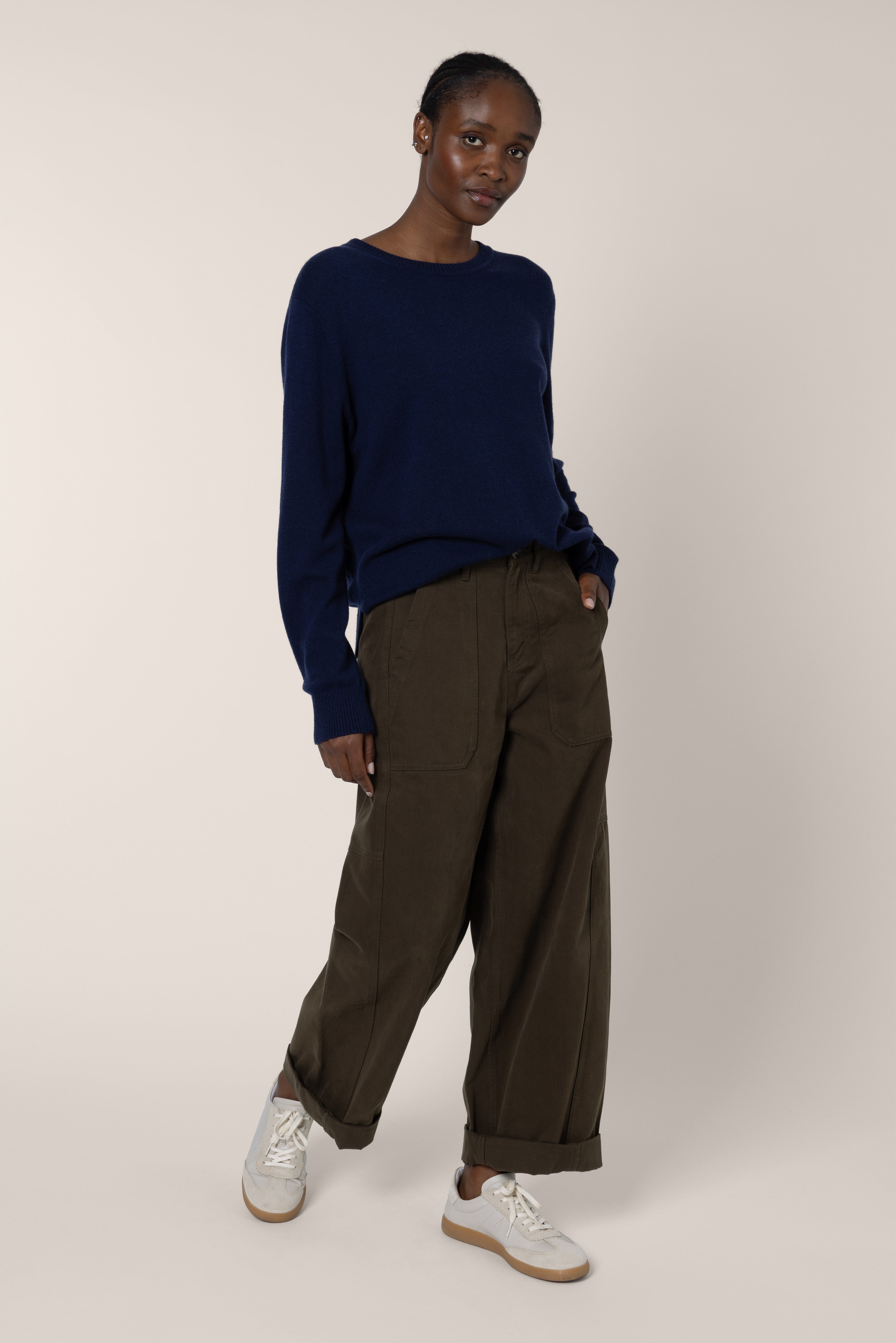 Billie Barrel Leg Trousers - Olive