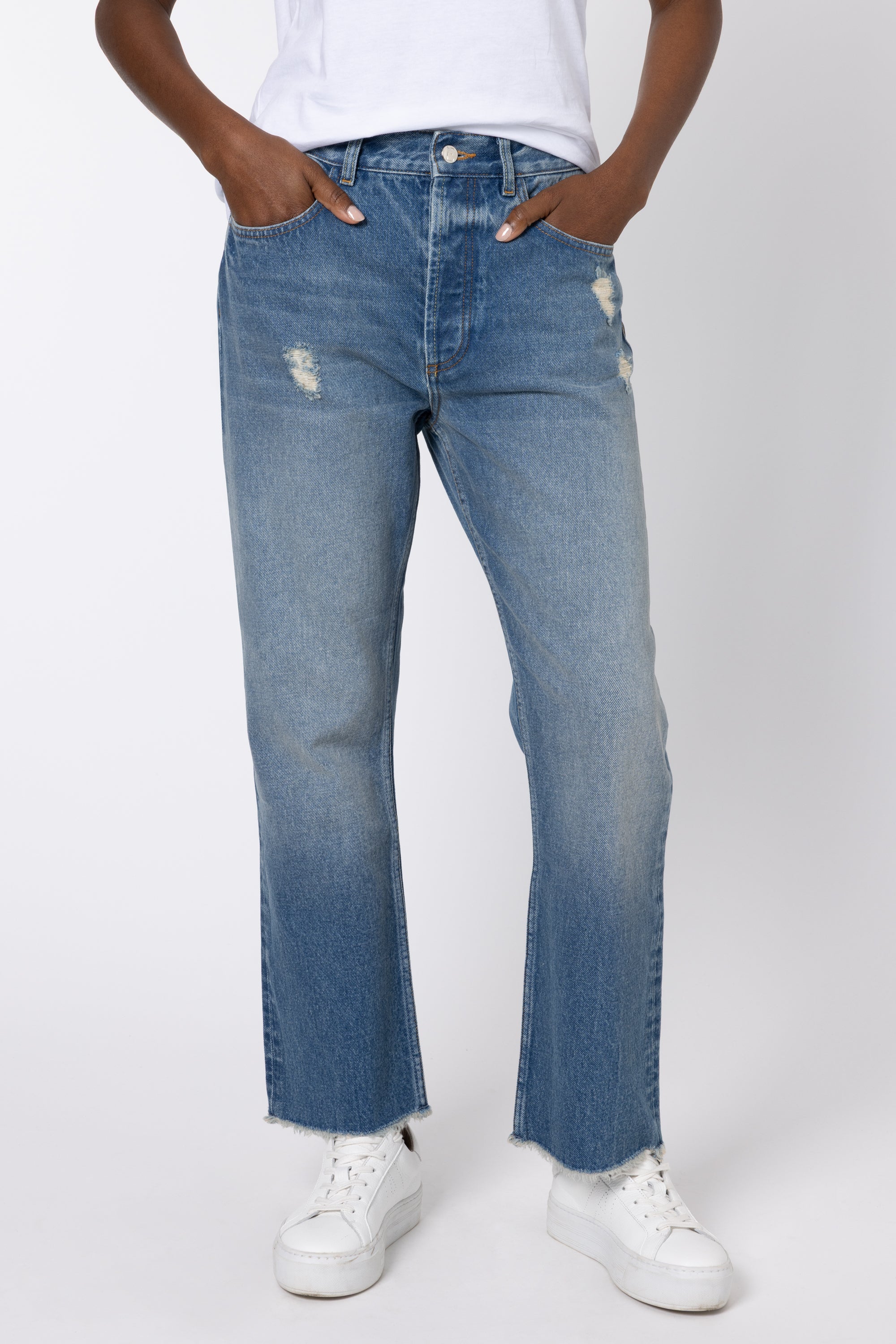 Kayla Relaxed Kick Flare Jeans - Mid Wash