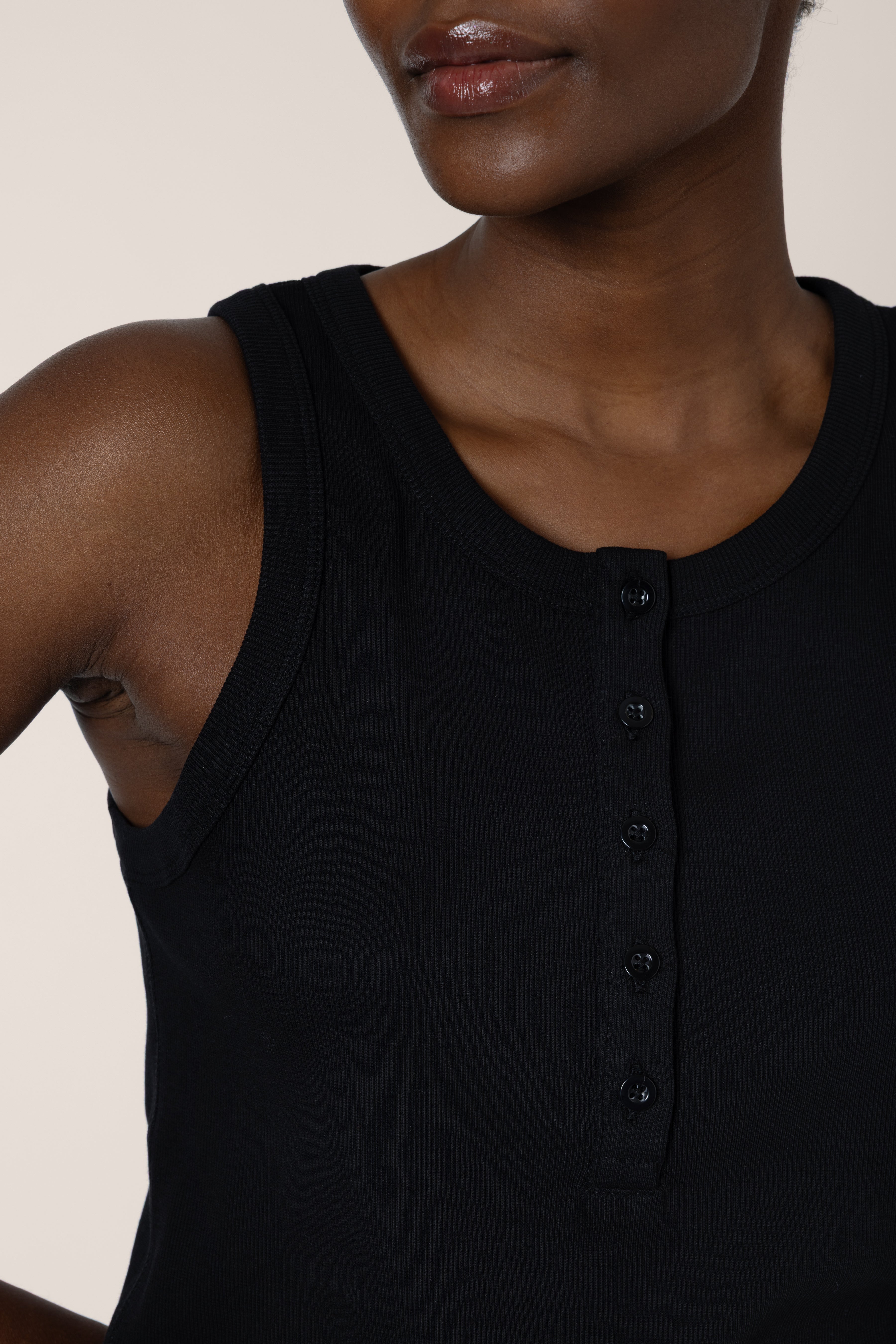 Mabel Button Down Vest - Black