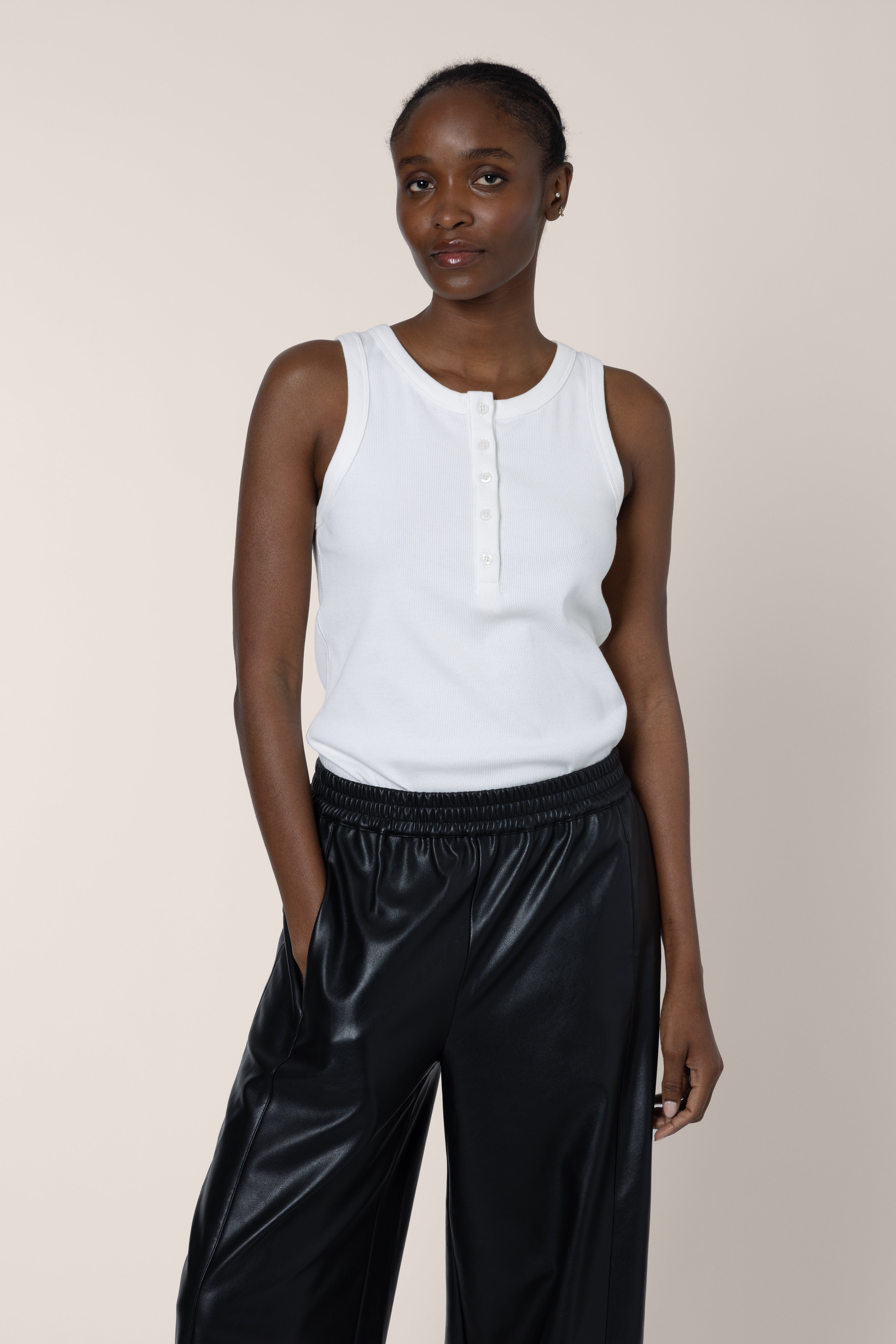 Mabel Button Down Vest - Ivory