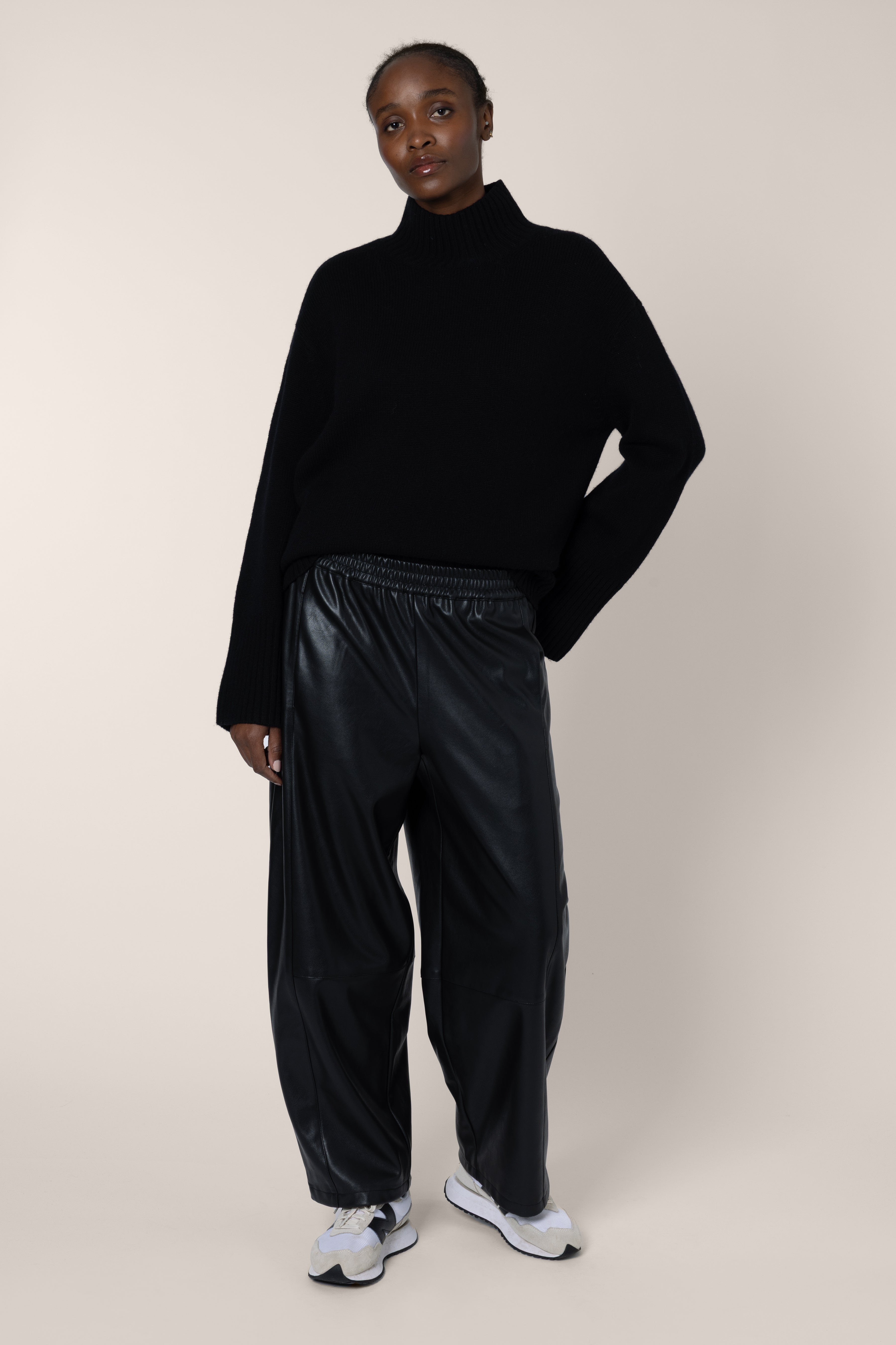 Belle Funnel Neck Jumper - Black