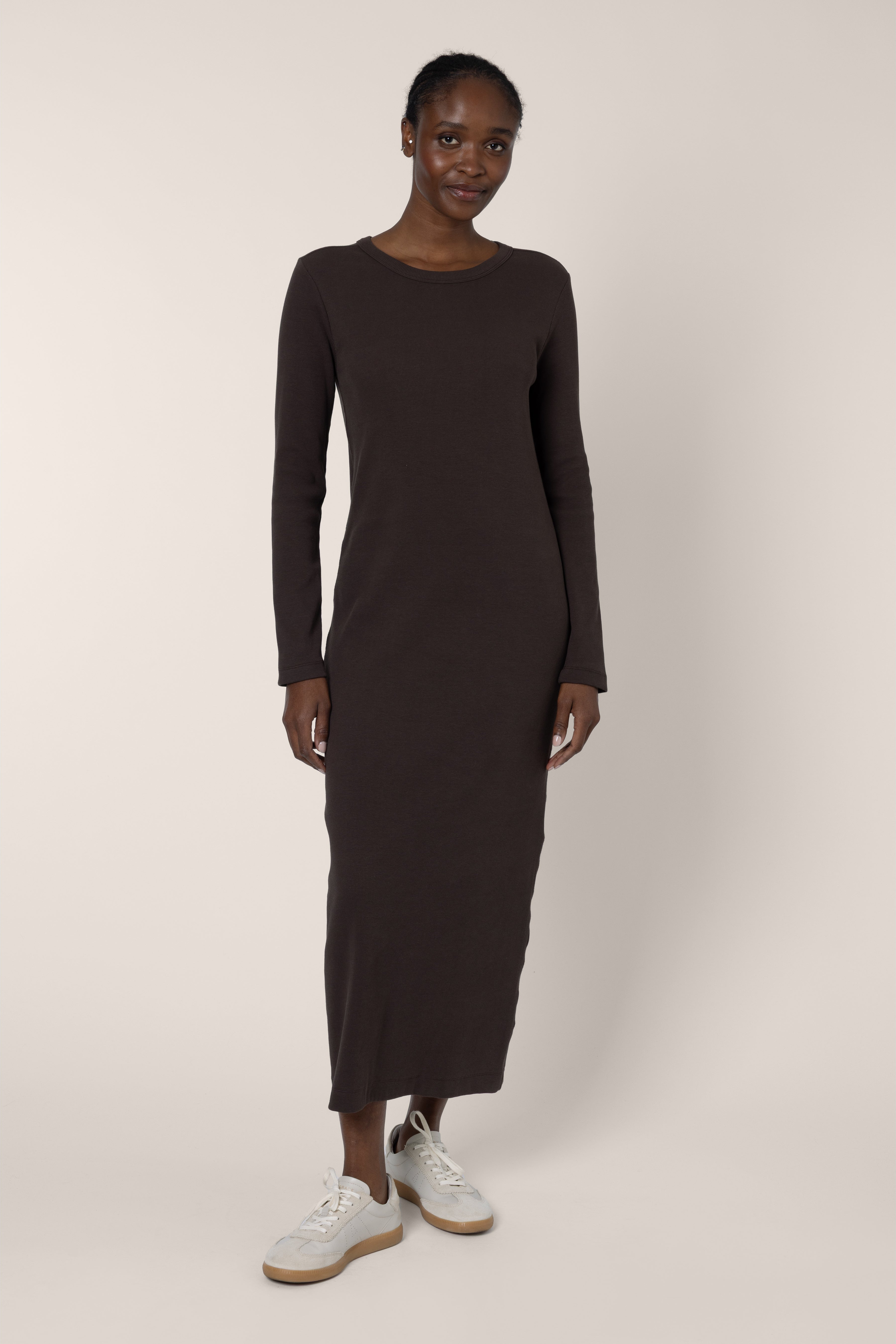 Lizzy Rib Jersey Dress - Chocolate