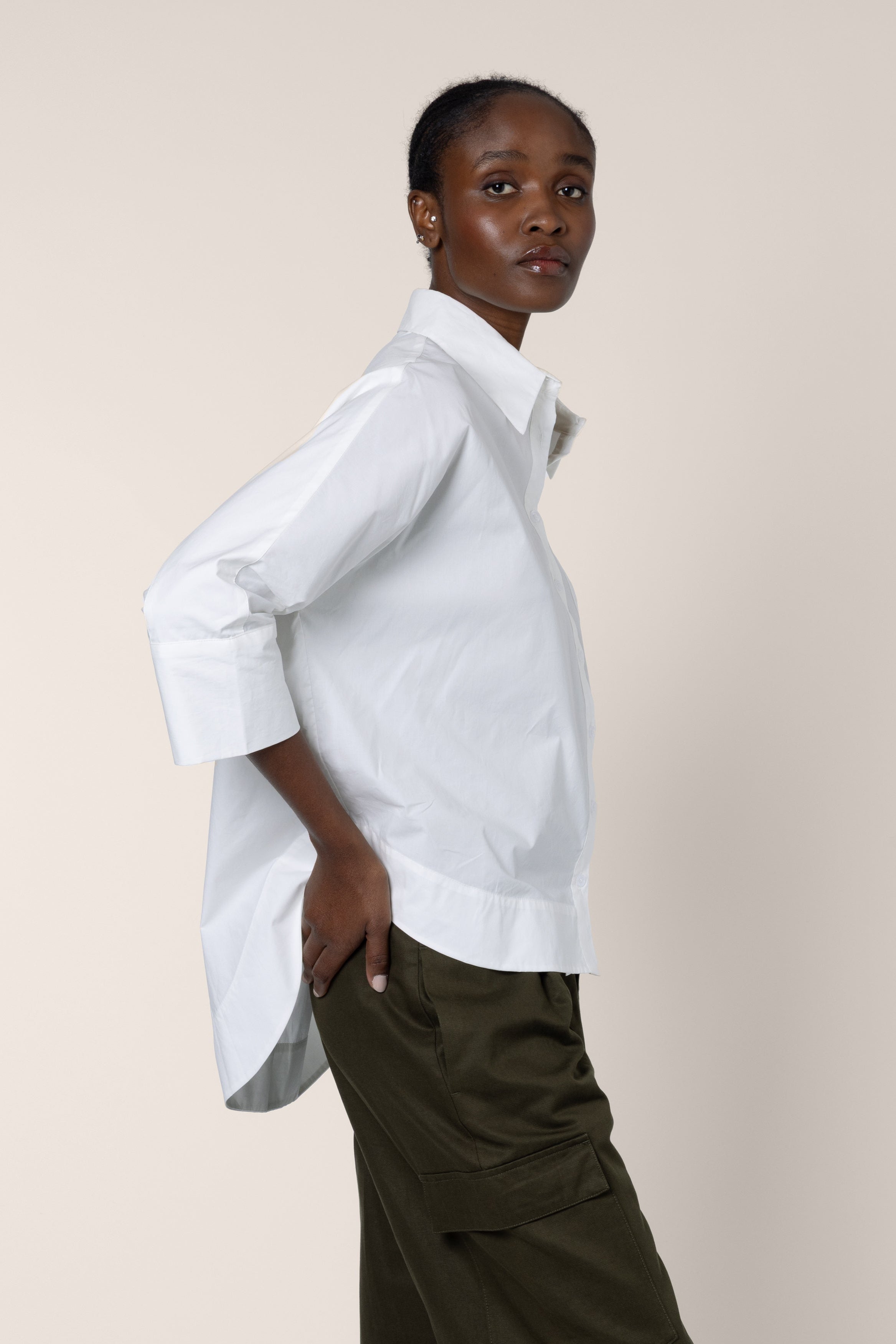 Olivia Oversized Poplin Shirt - Ivory