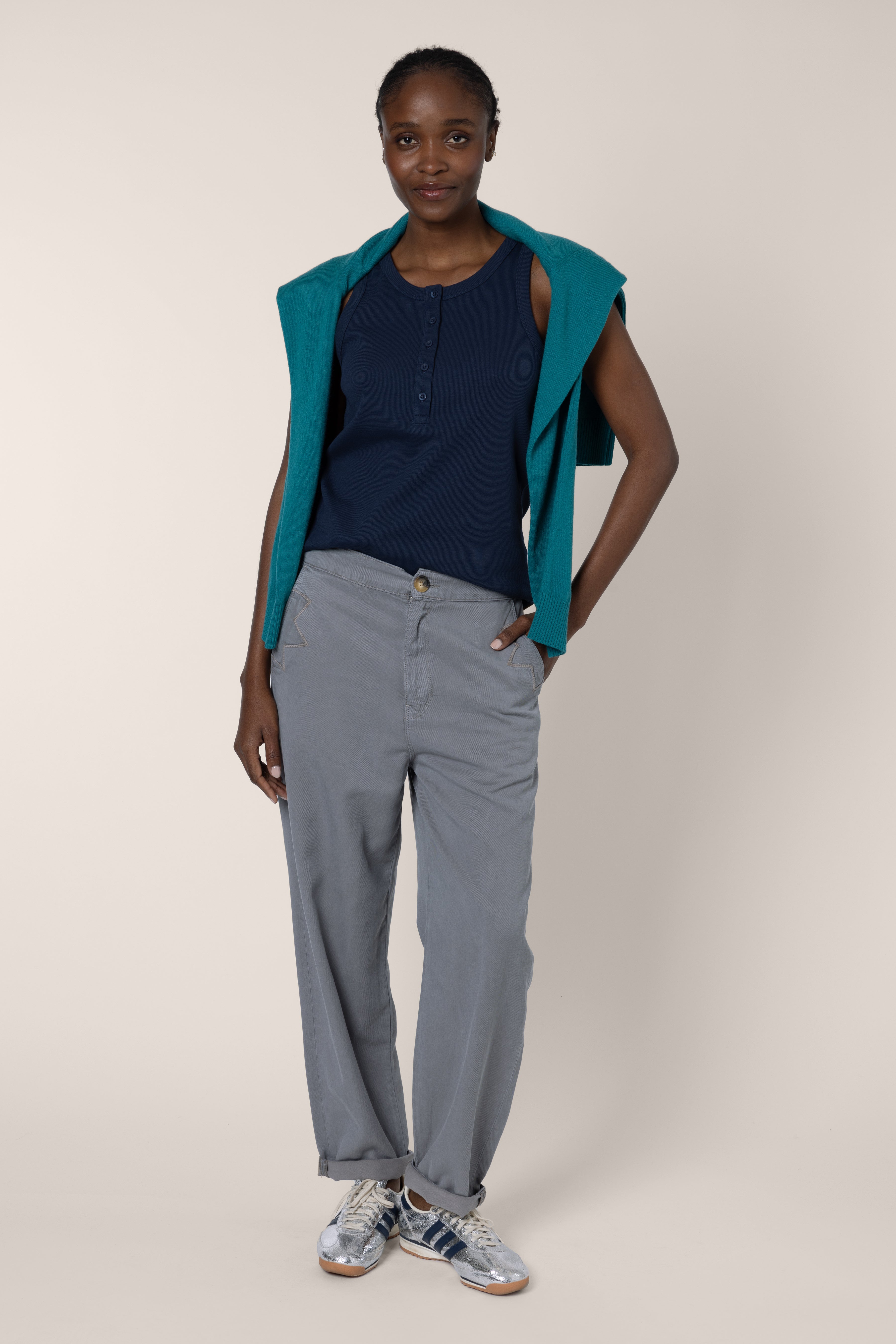 Mabel Button Down Vest - Navy