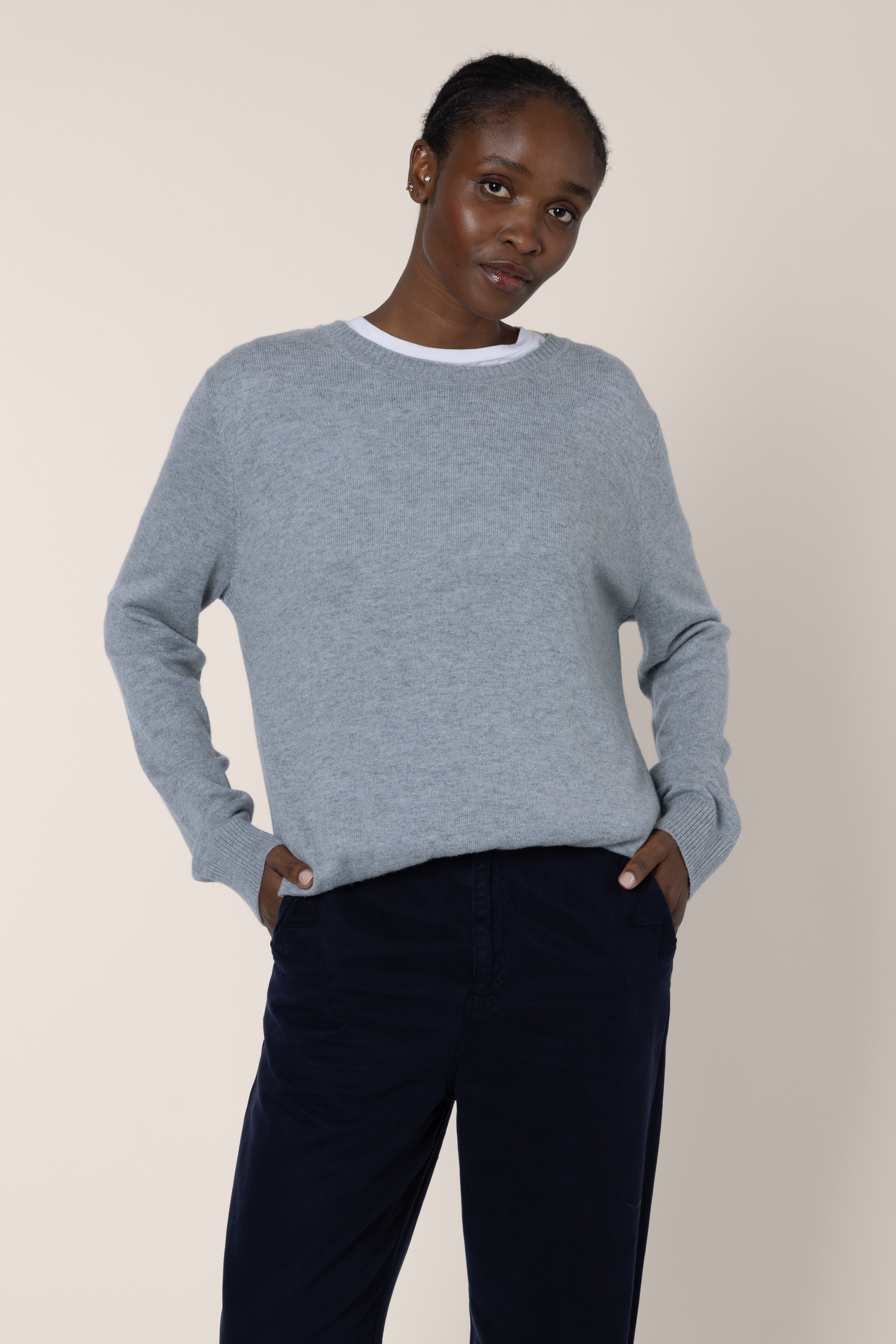 Alex Cashmere Blend Jumper - Grey