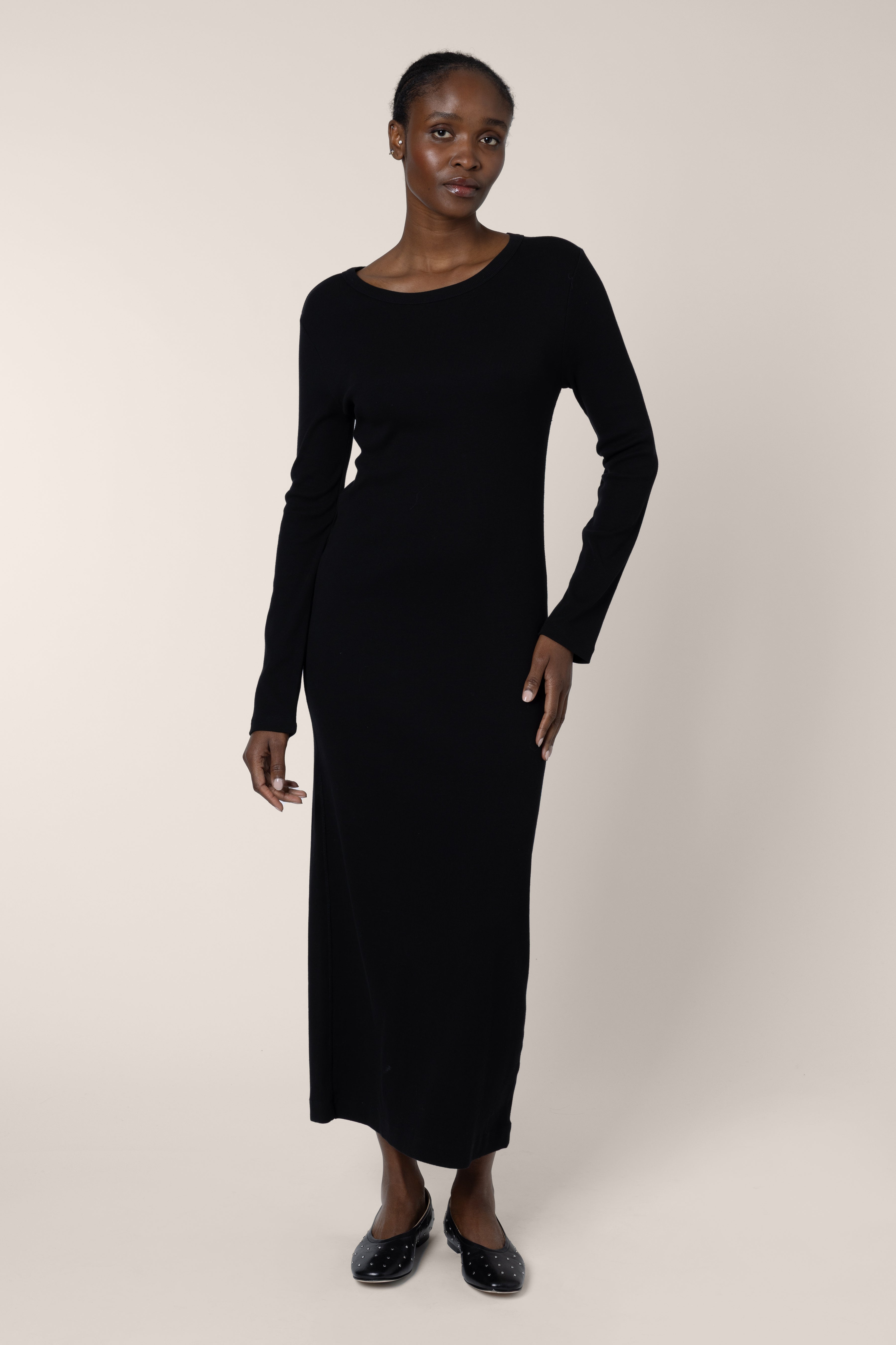 Lizzy Rib Jersey Dress - Black