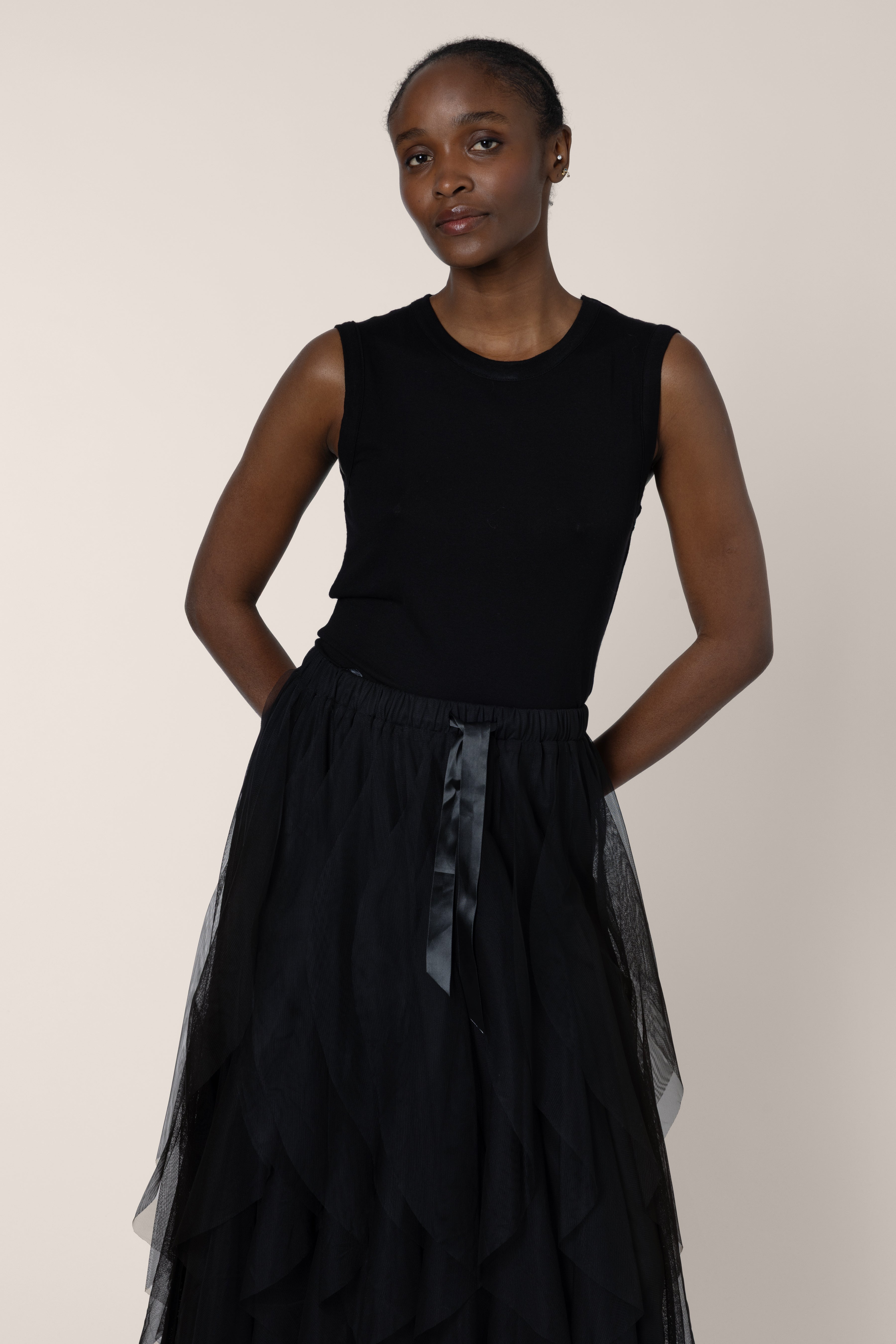 Maya Rib Jersey Vest - Black