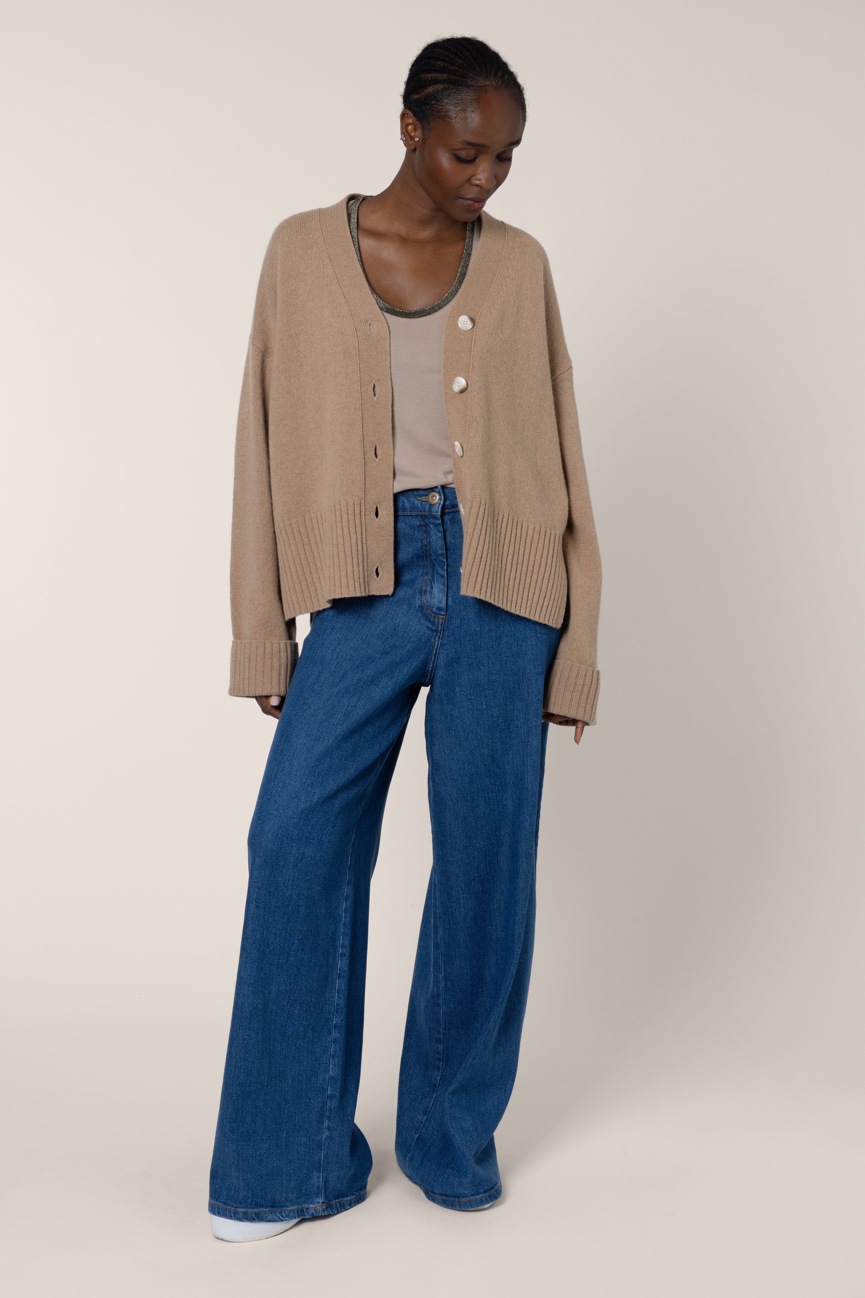 Maria Merino Wool Cardigan - Camel
