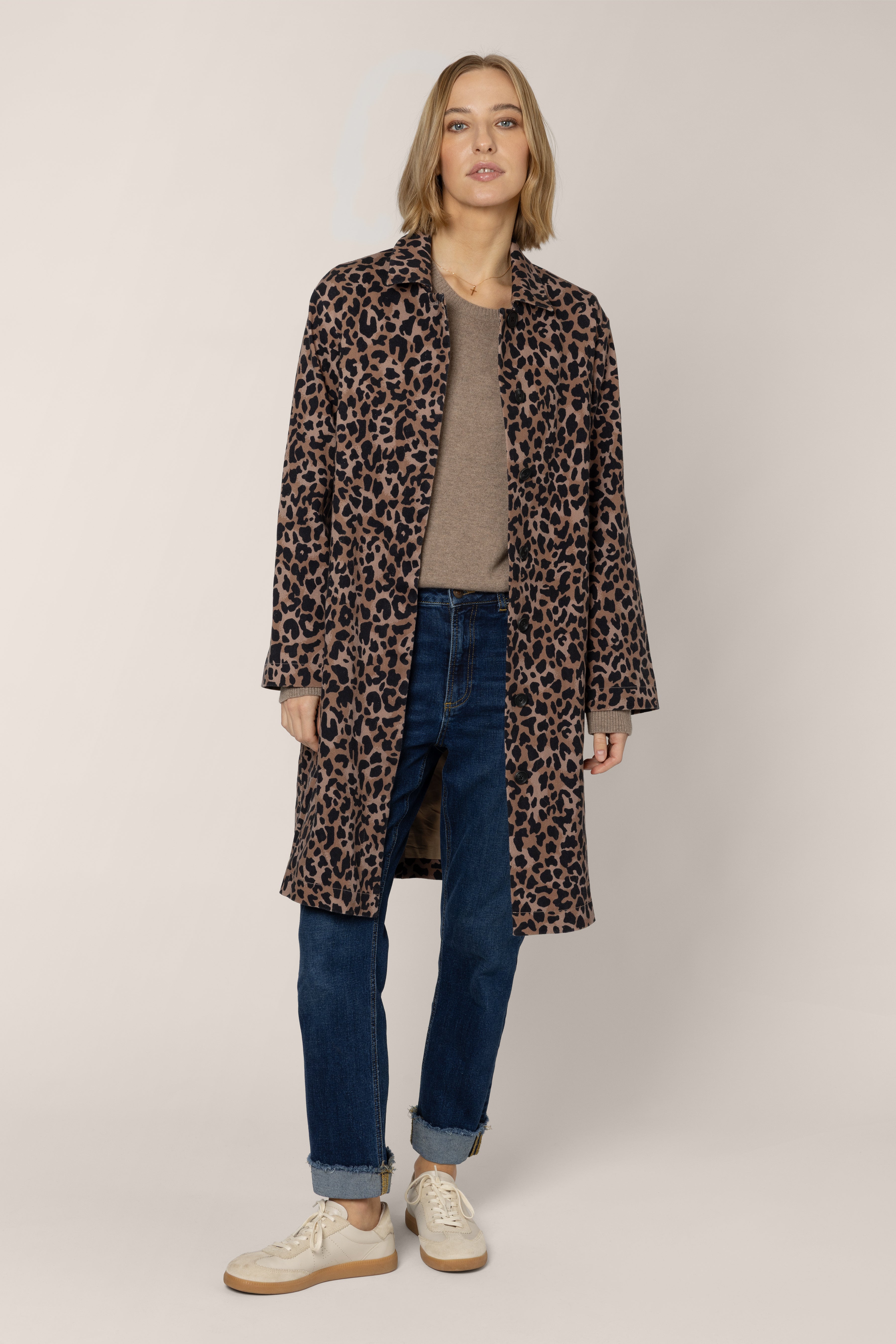 Laurie Leopard Duster Coat - Chocolate