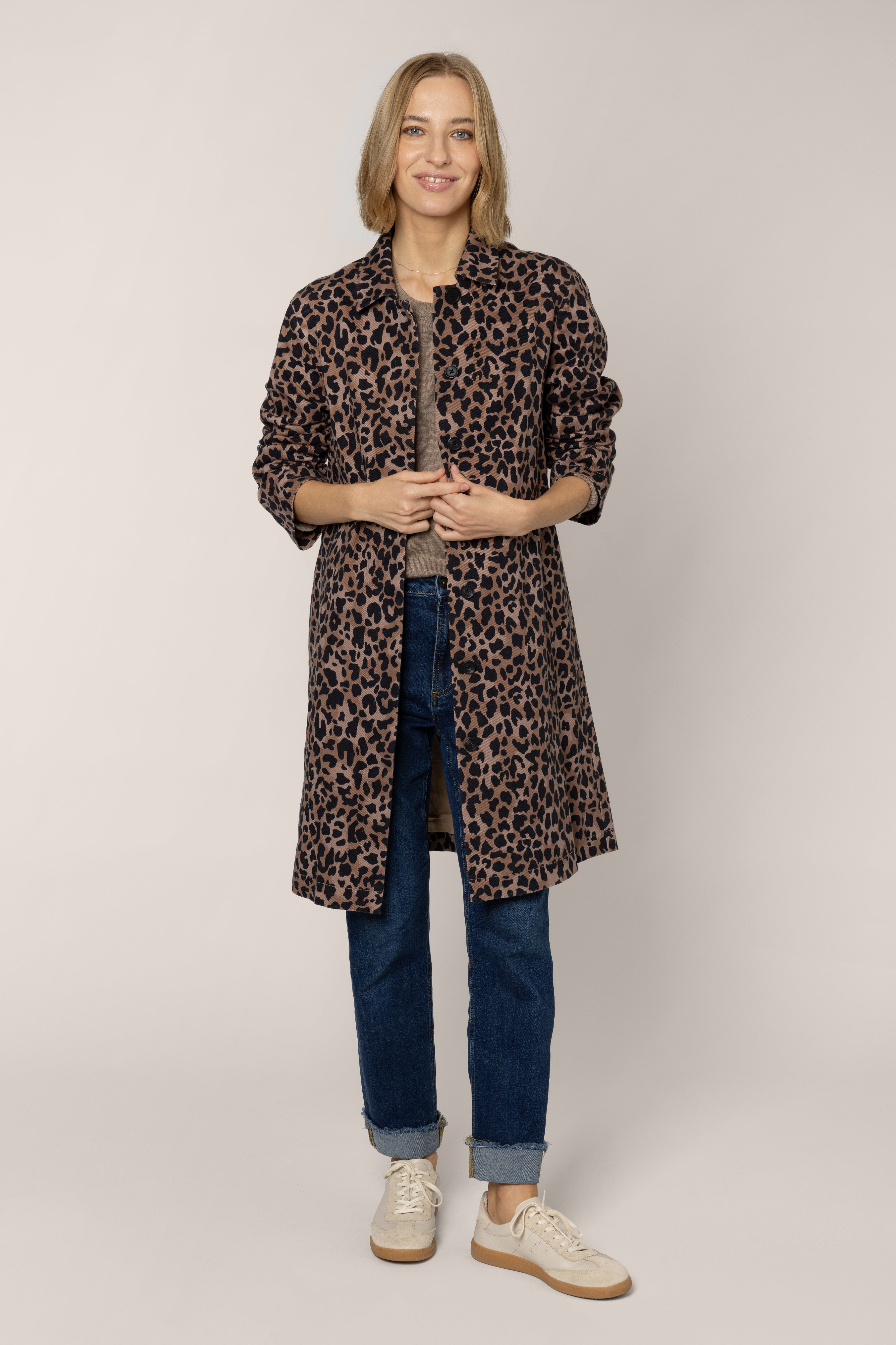 Laurie Leopard Duster Coat - Chocolate