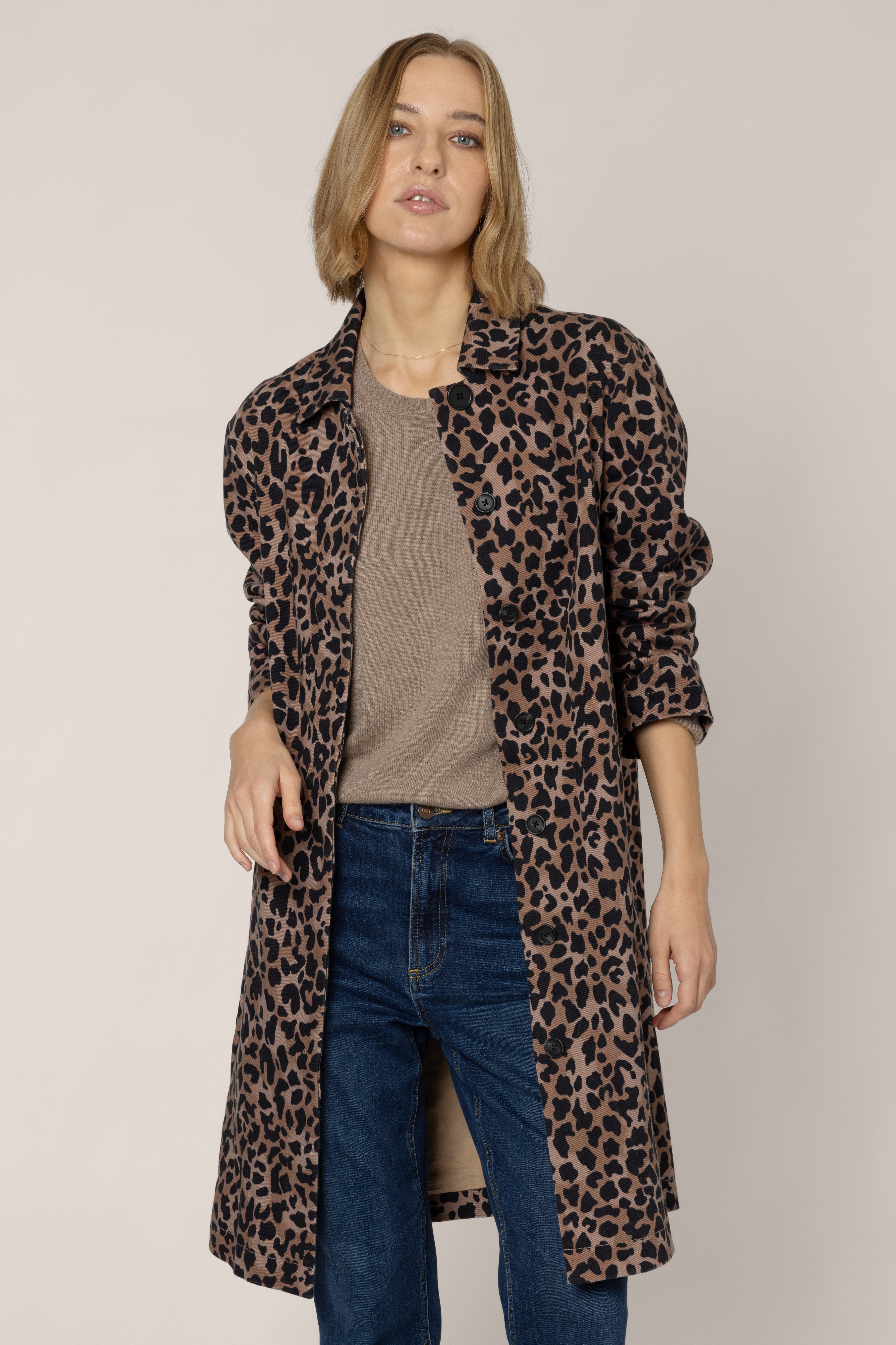 Laurie Leopard Duster Coat - Chocolate - Eleven Loves