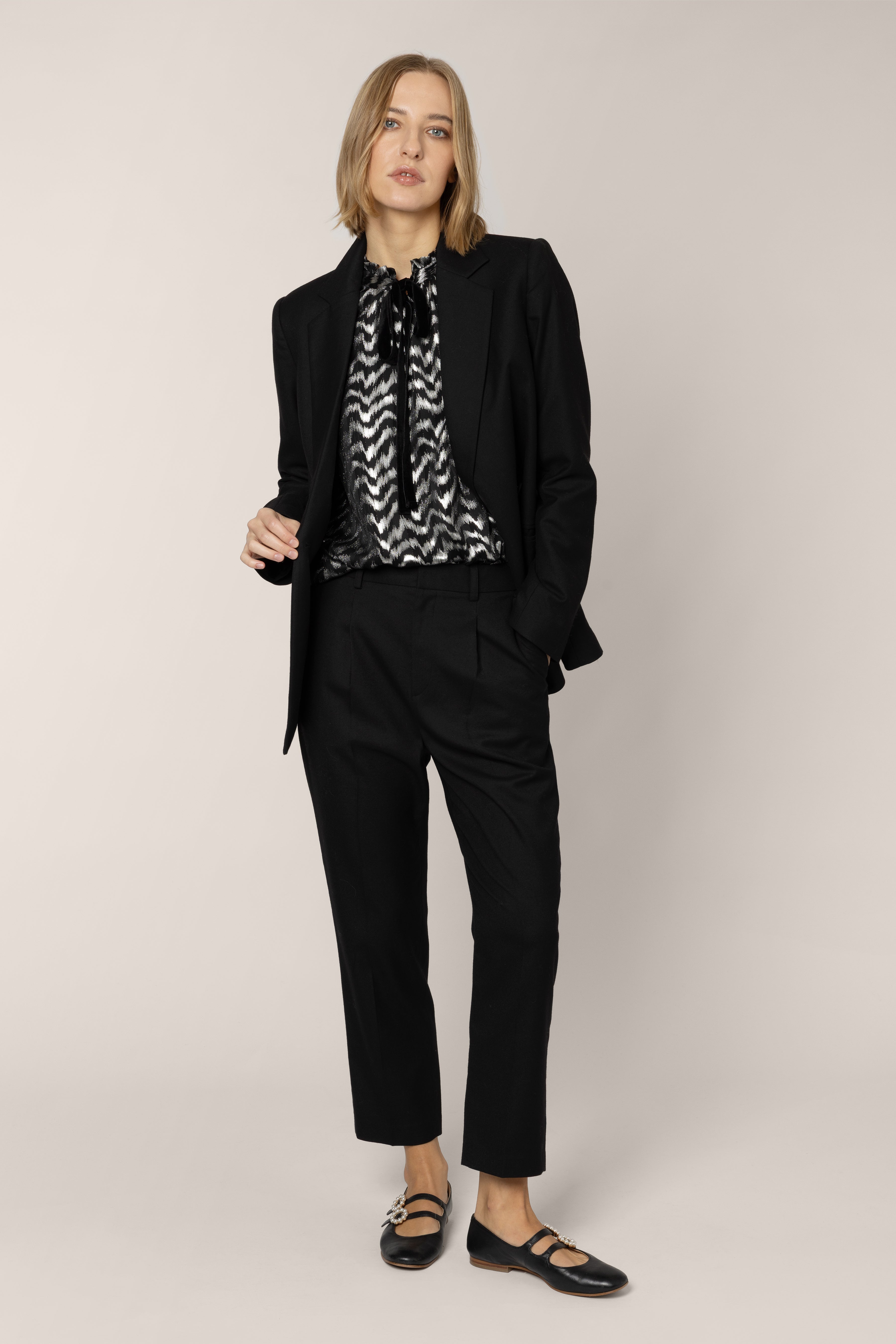 Josephine Wool Blend Blazer - Black