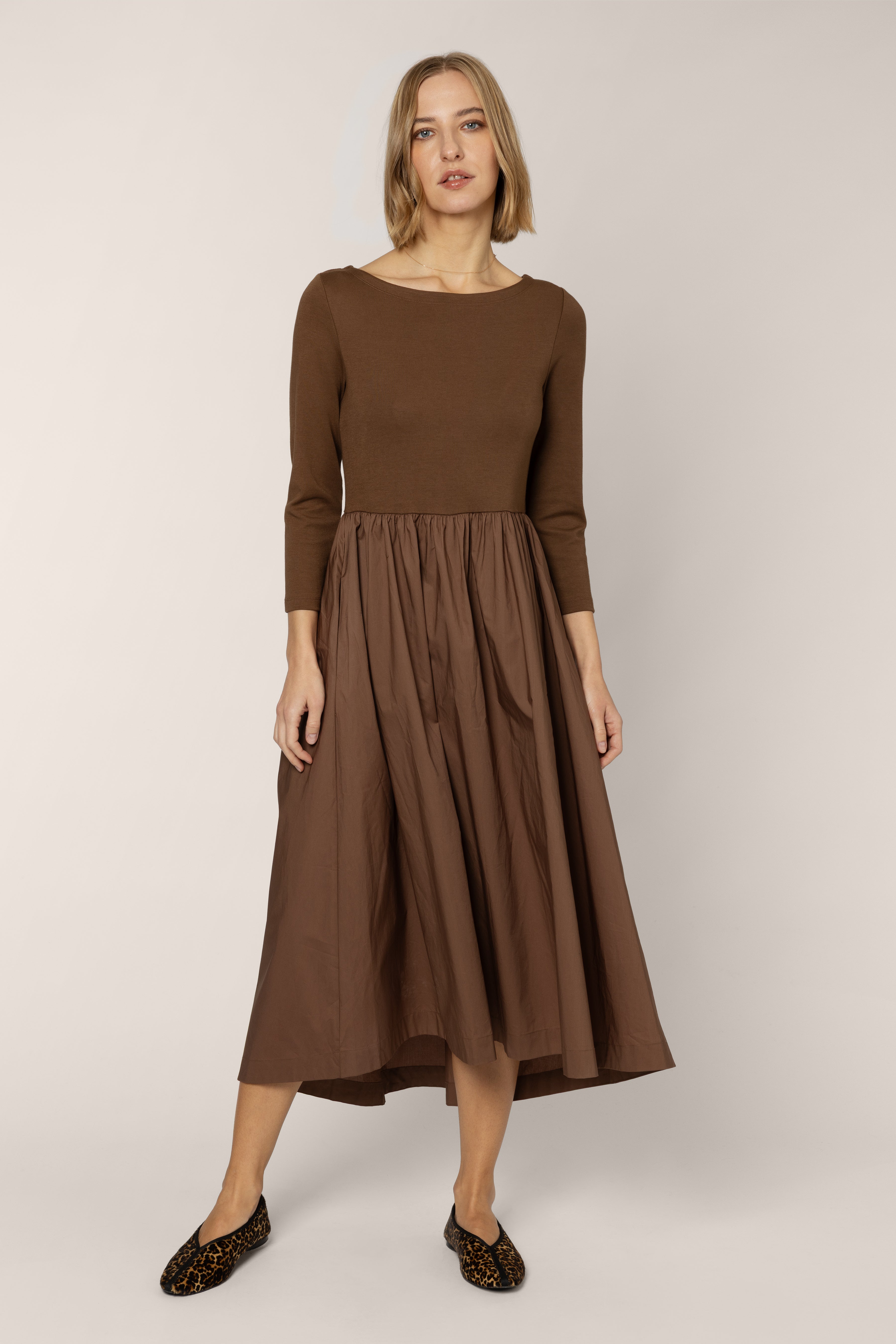 Marnie Dipped Hem Dress - Chocolate