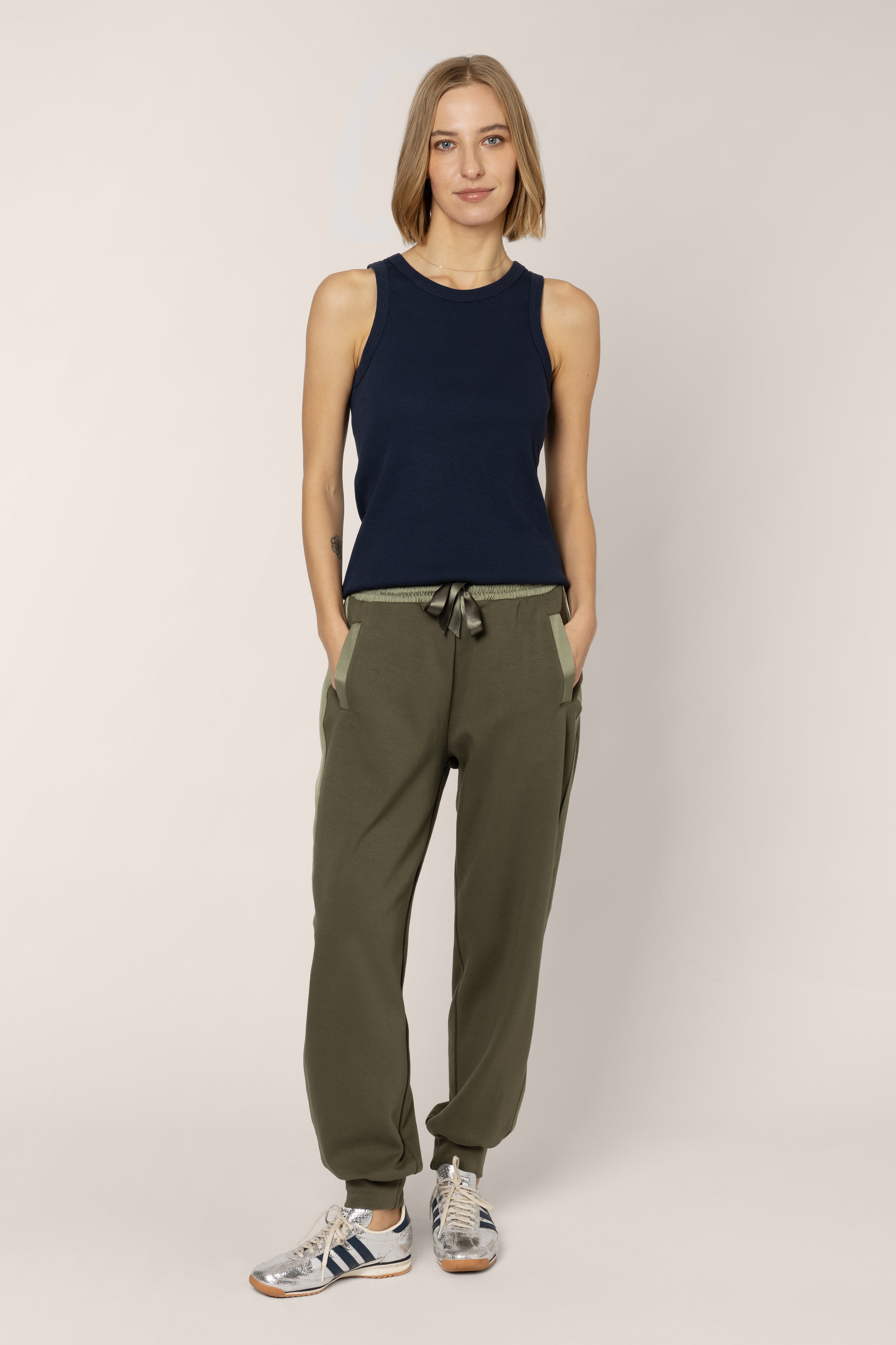 Perfect Side Stripe Joggers - Olive