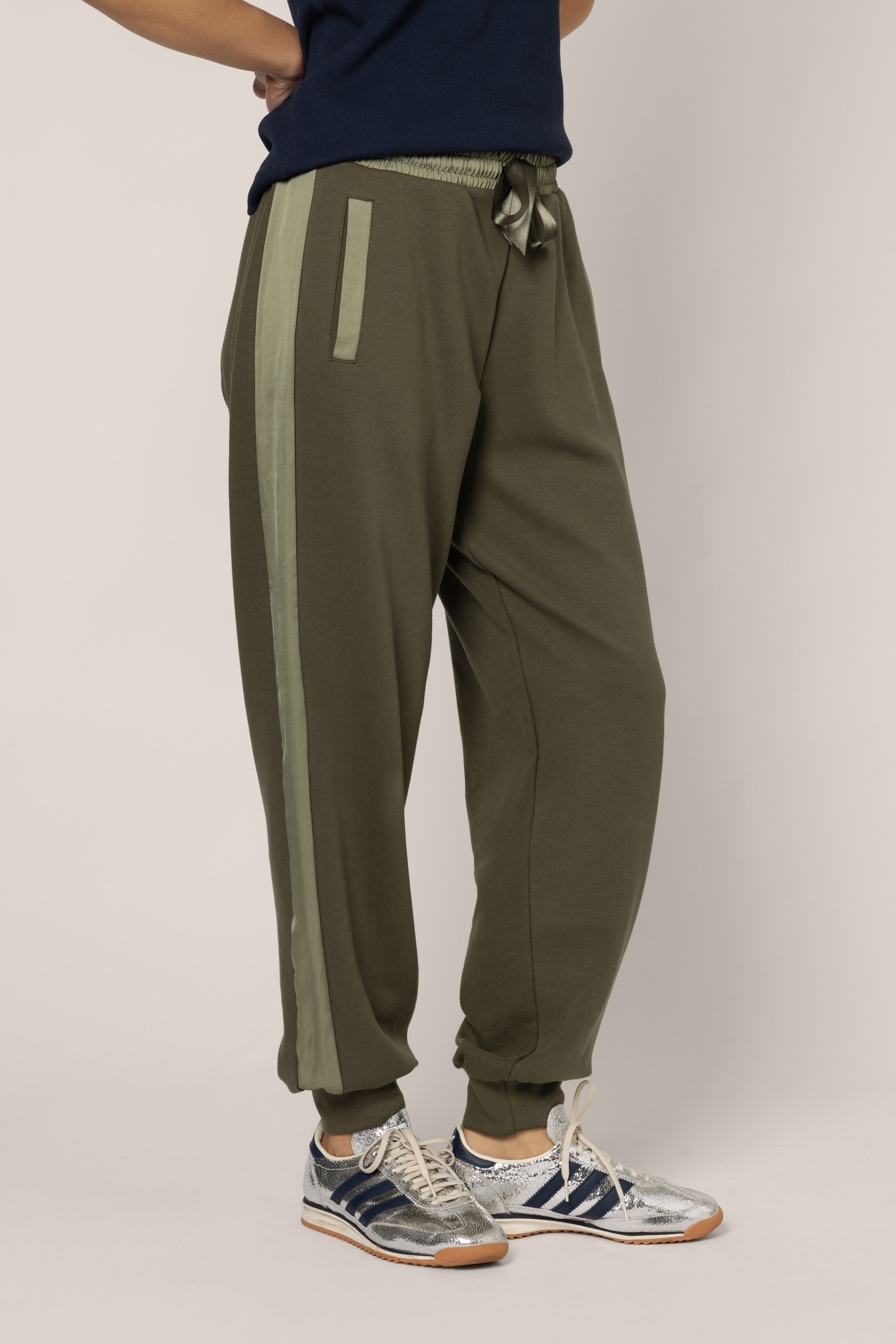 Perfect Side Stripe Joggers - Olive