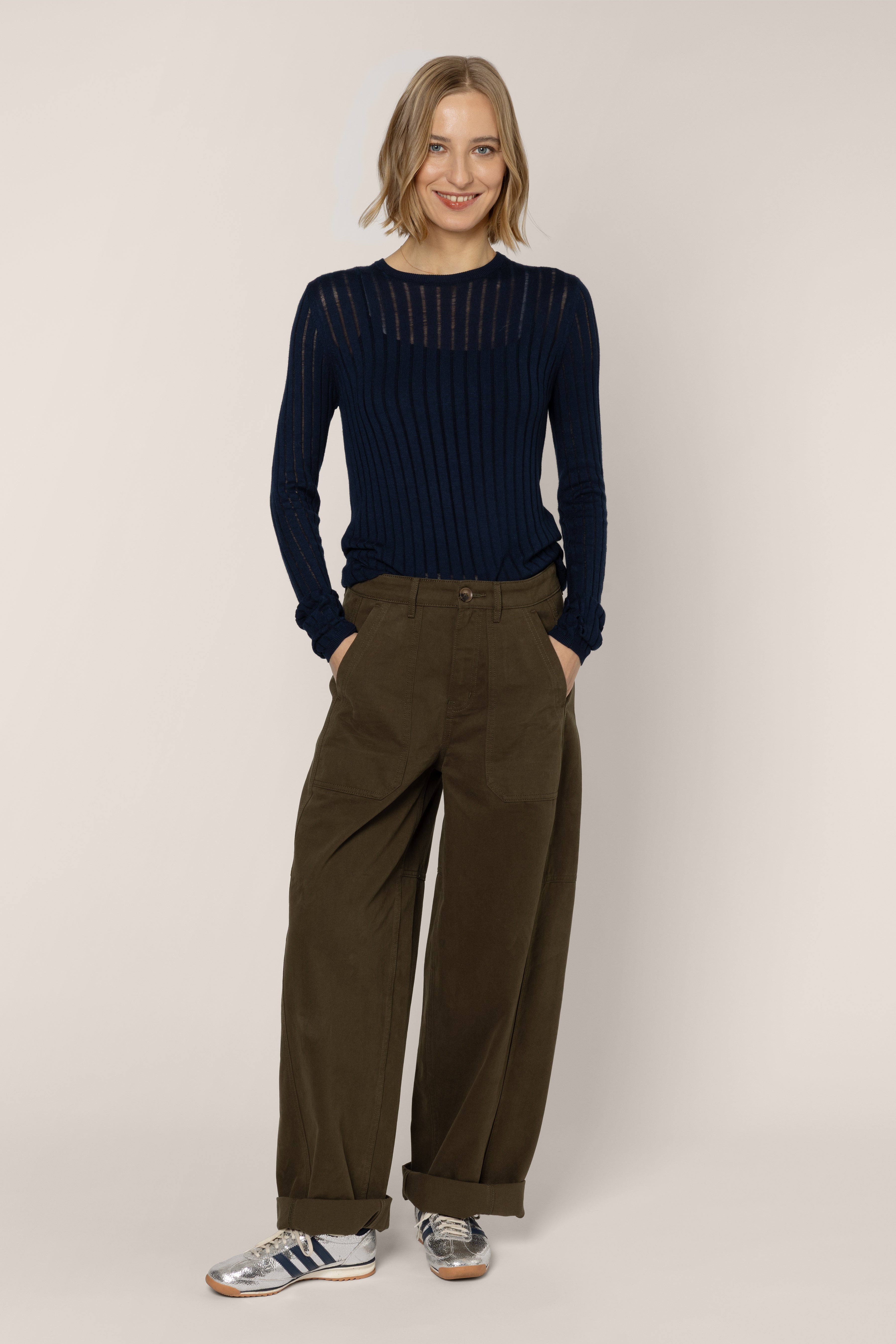 Iggy Sheer Rib Jumper - Navy