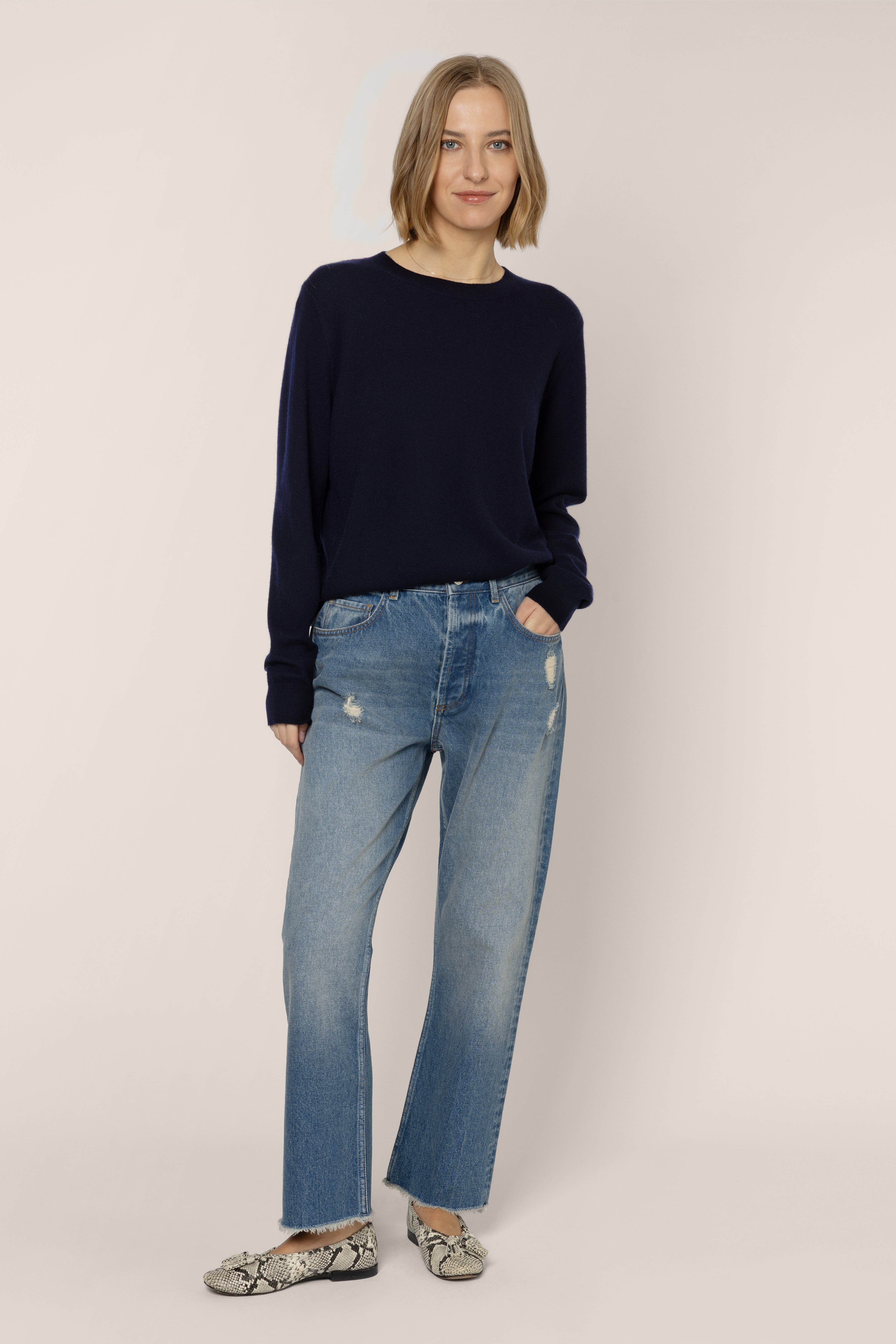 Alex Cashmere Blend Jumper - Navy