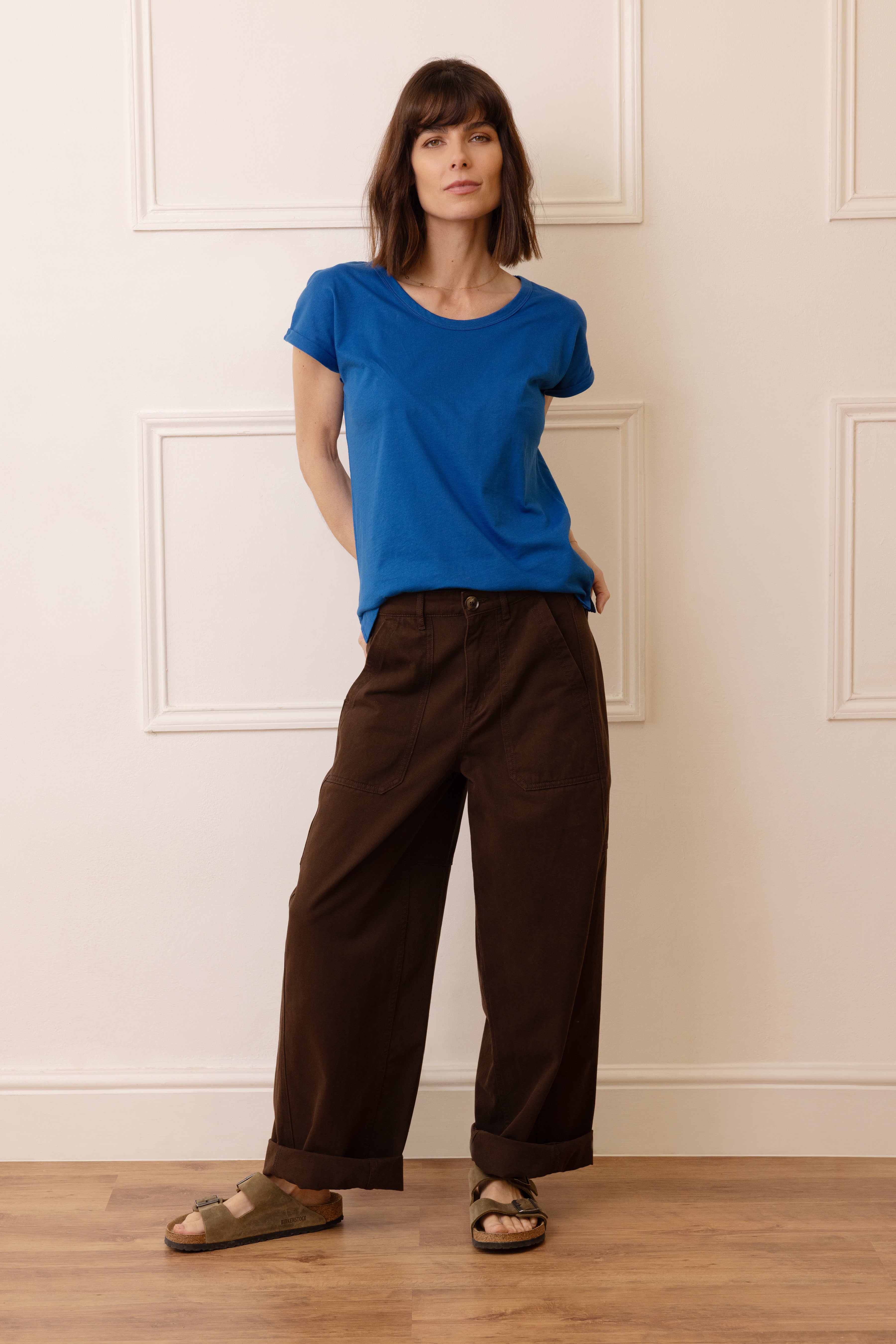 Skylar Shoulder Pad T-Shirt - Cobalt - Eleven Loves