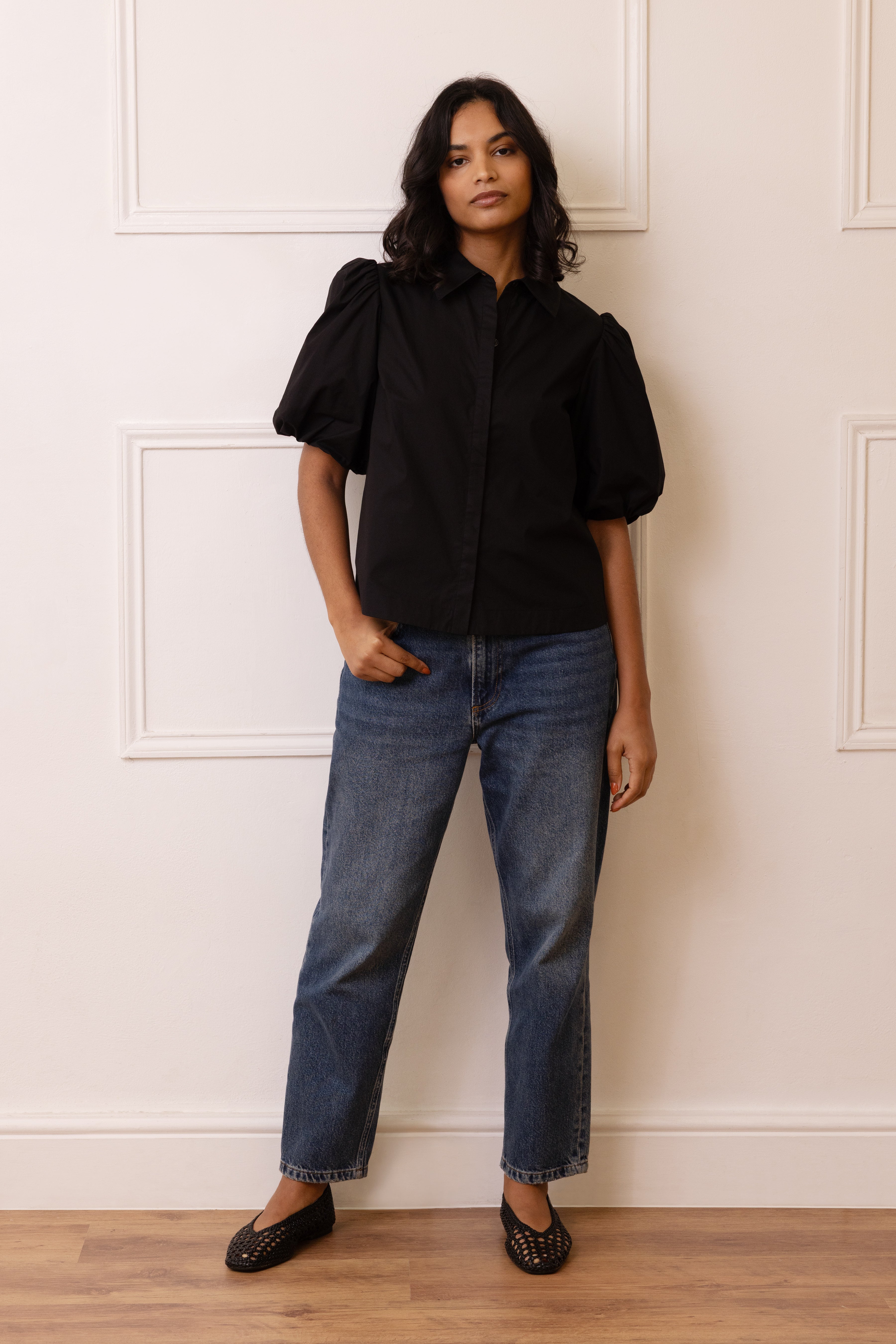 Paloma Puff Sleeve Blouse - Black - Eleven Loves