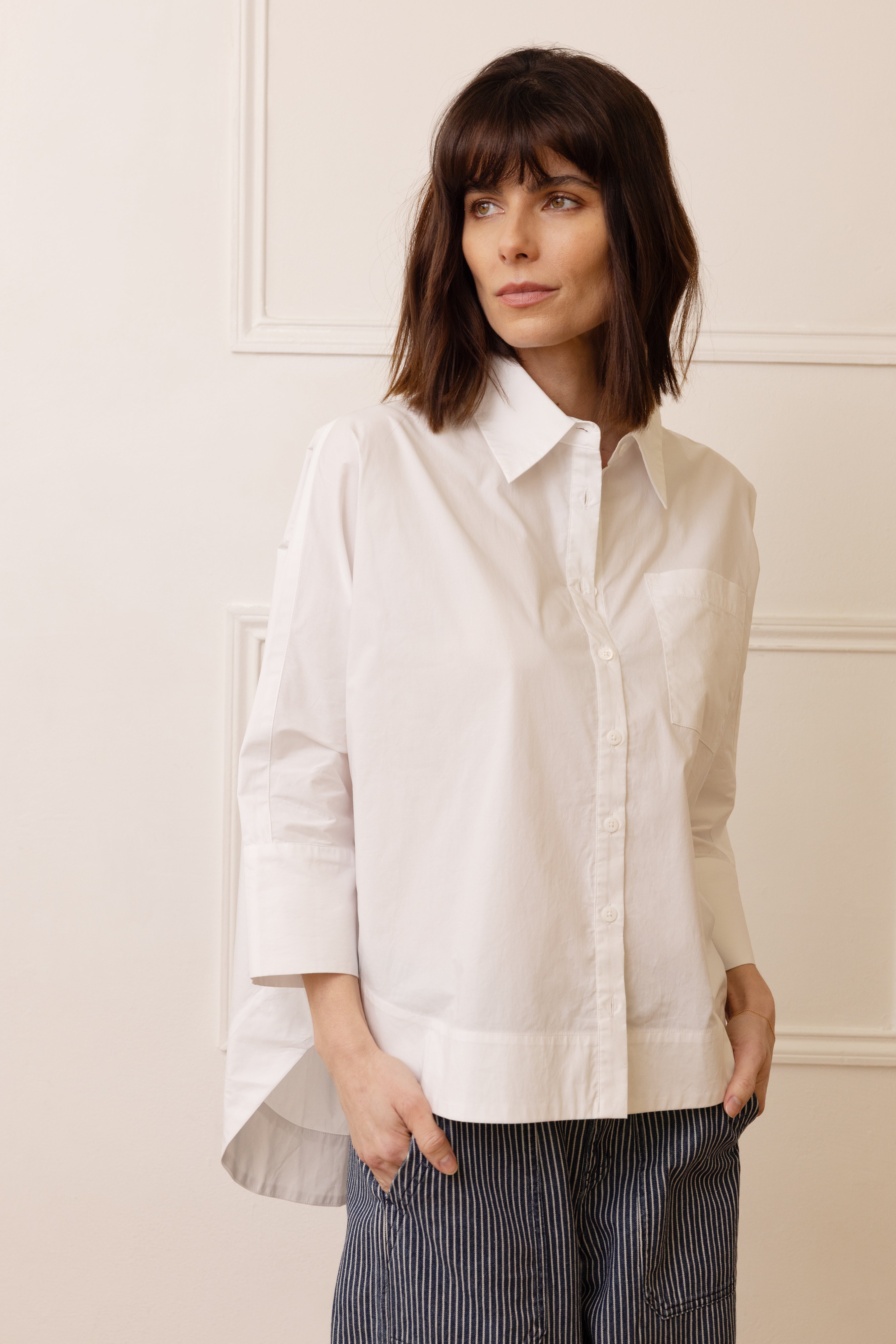 Olivia Oversized Poplin Shirt - White