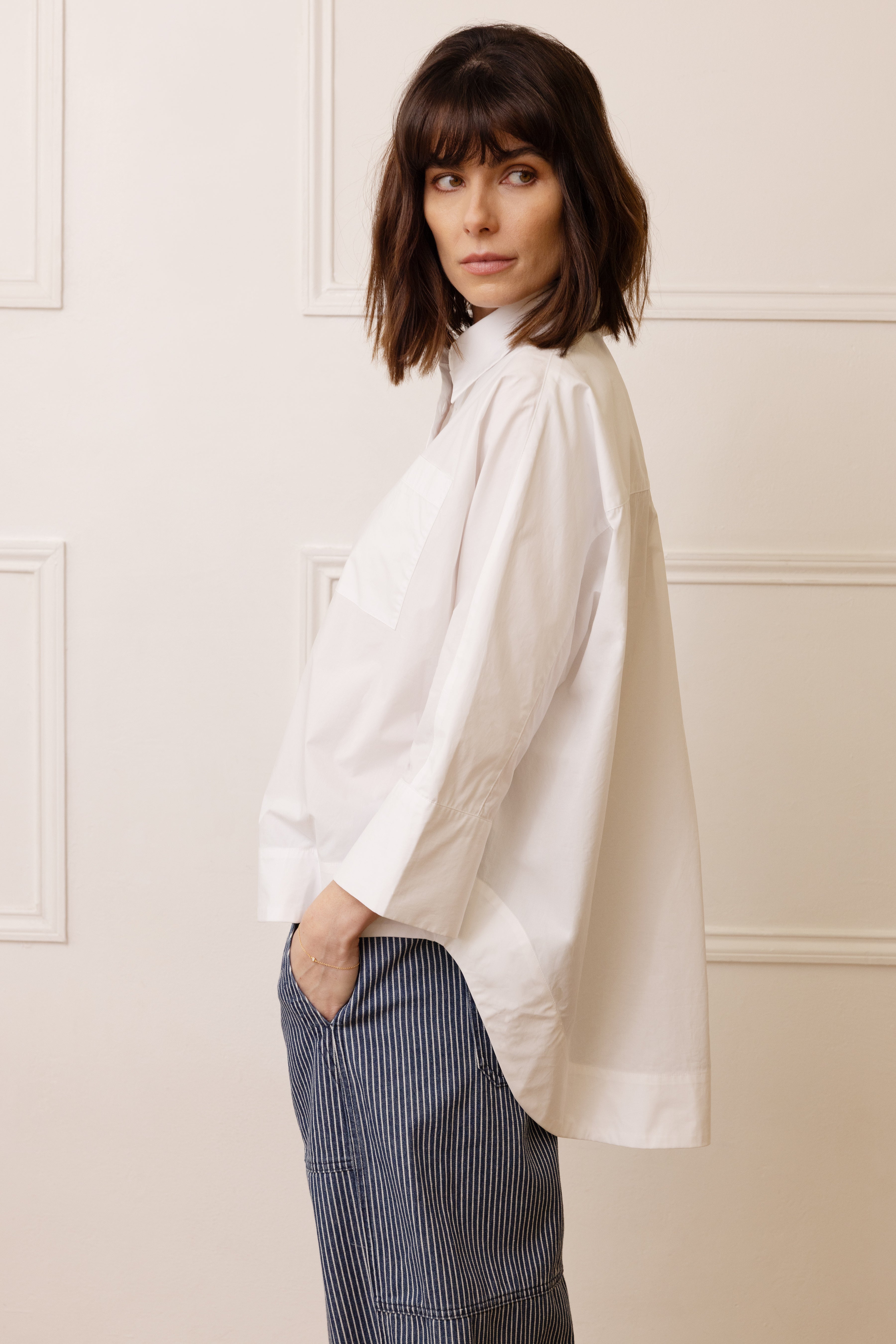 Olivia Oversized Poplin Shirt - White - Eleven Loves