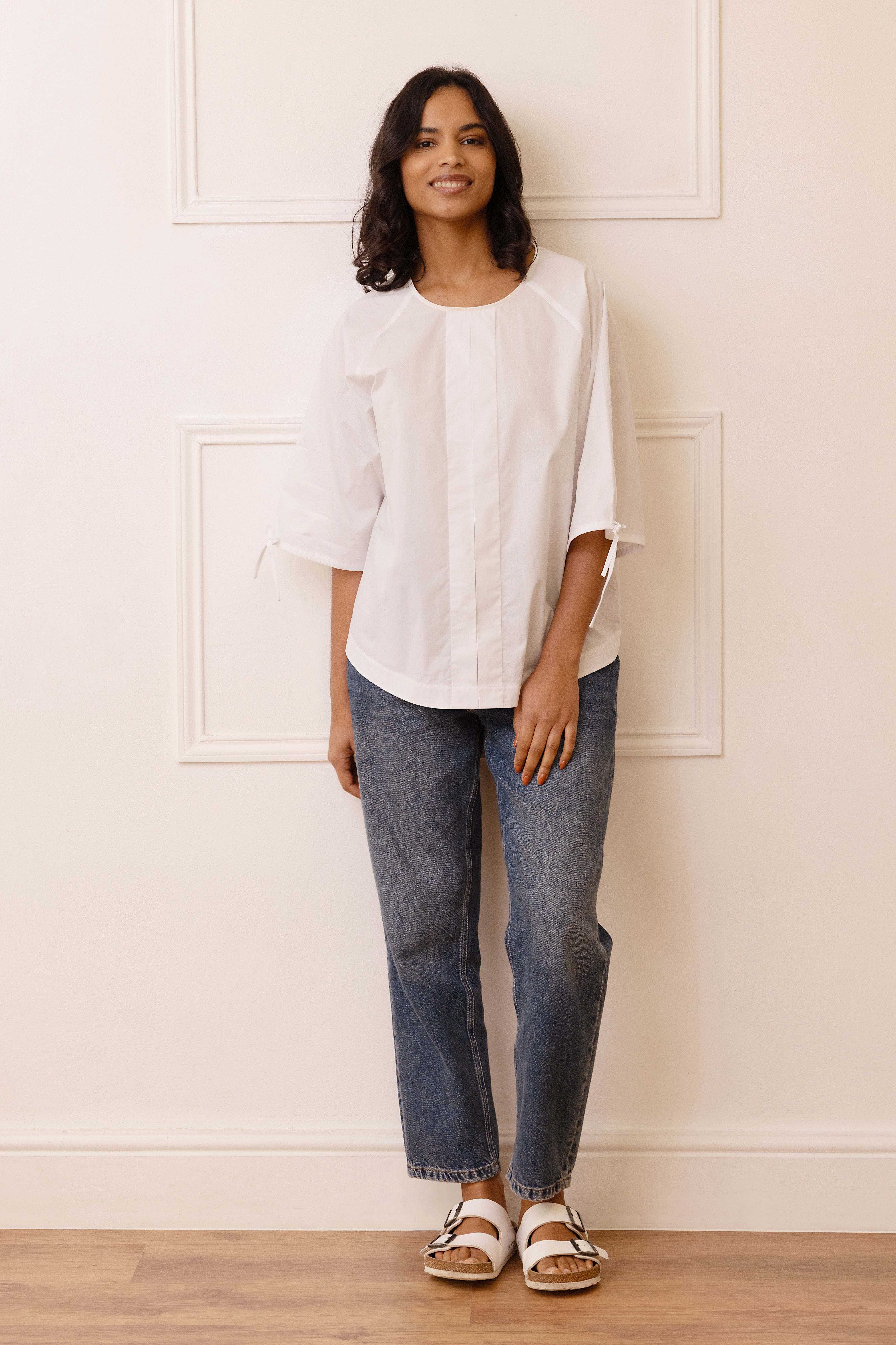 Sierra Sleeve Tie Blouse - White - Eleven Loves