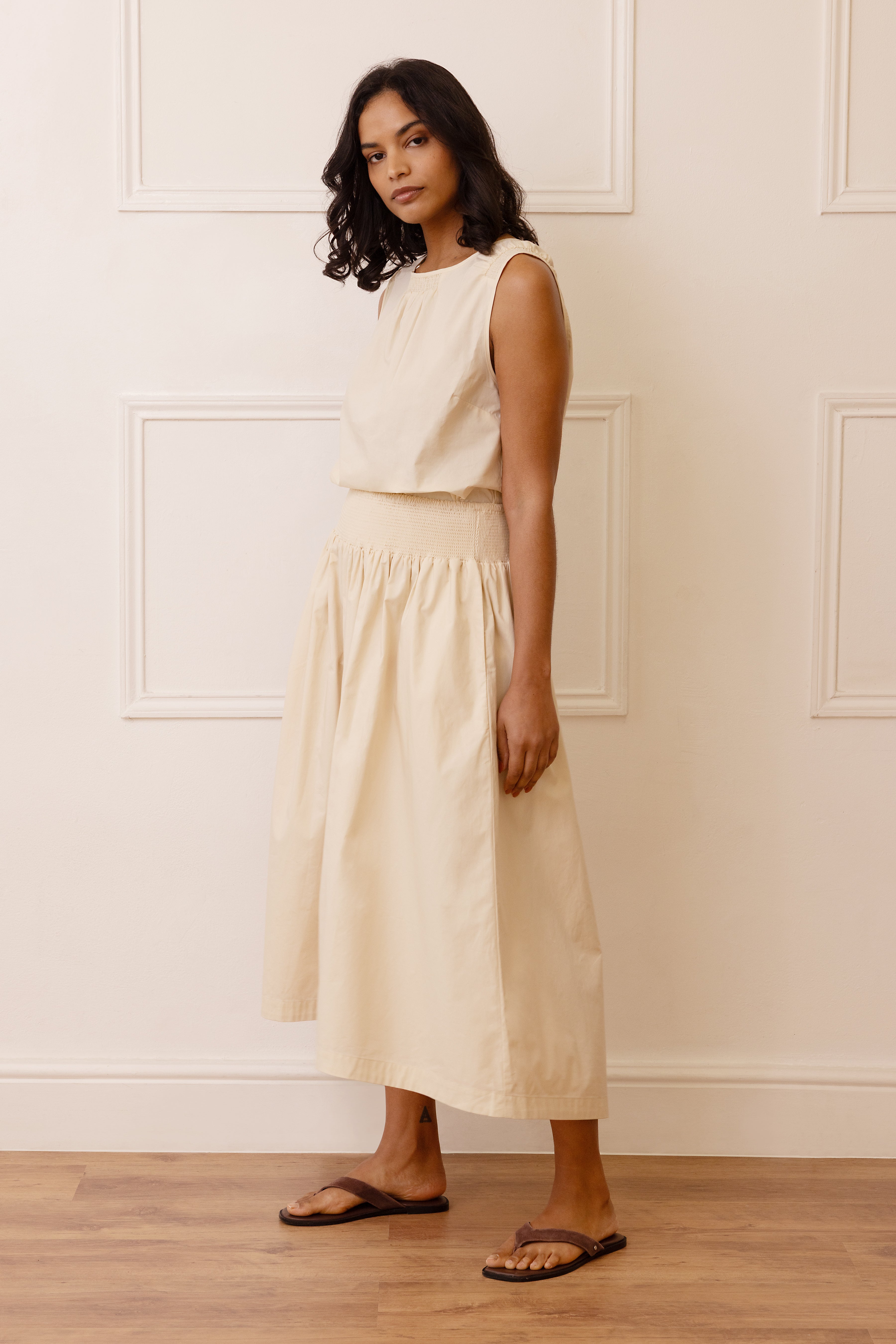 Drew Dip Hem Skirt - Ecru - Eleven Loves