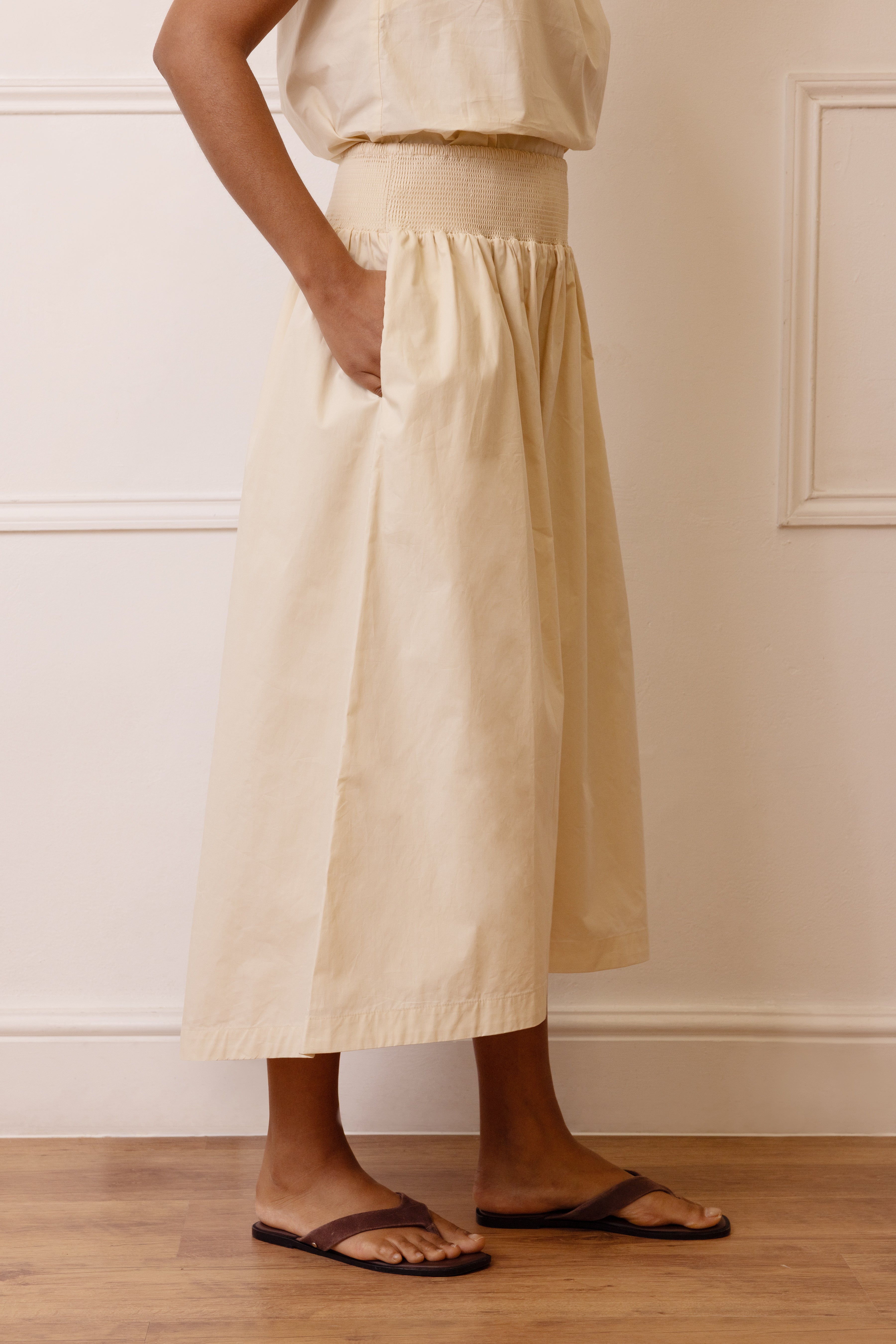 Drew Dip Hem Skirt - Ecru - Eleven Loves