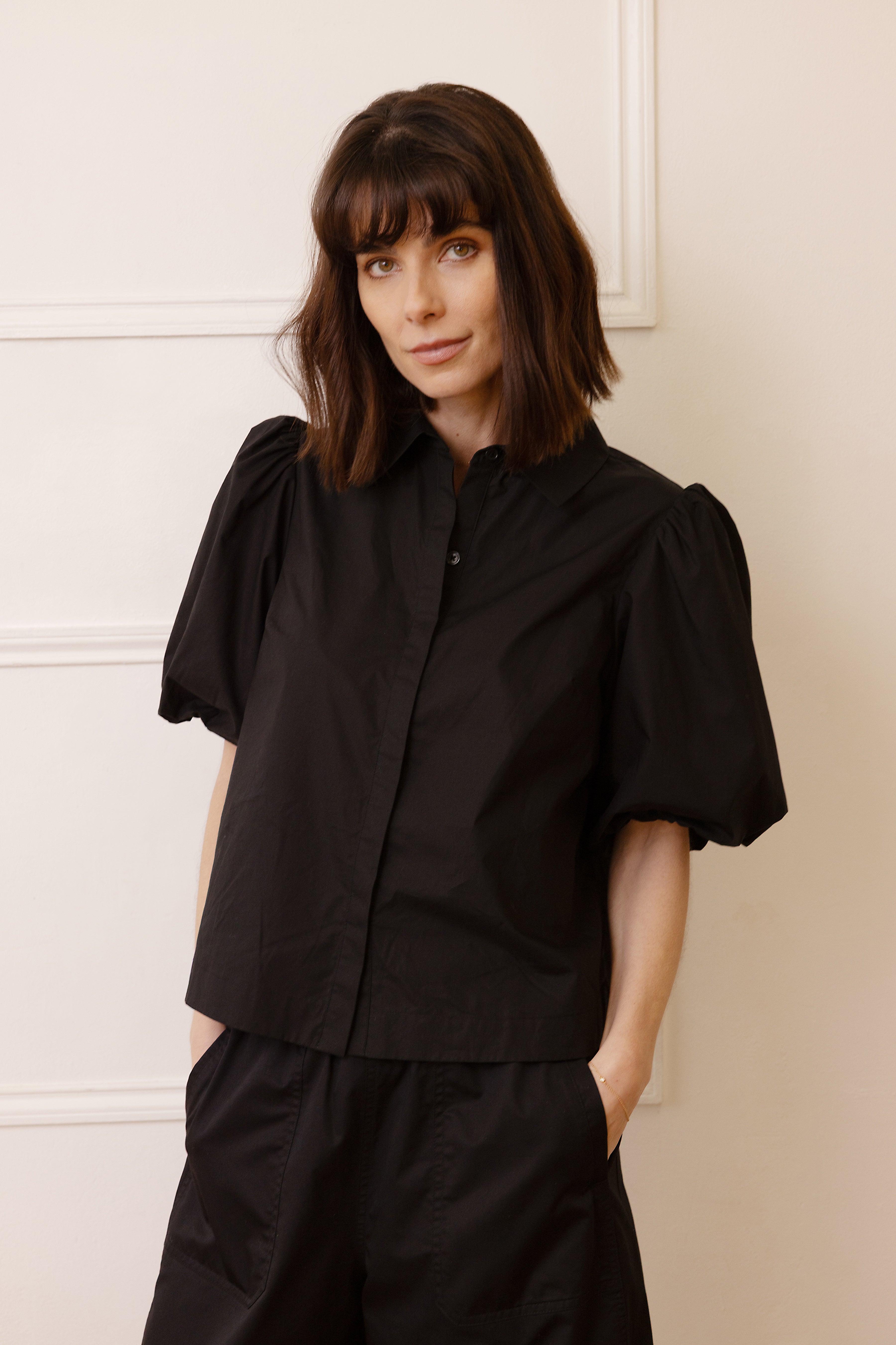 Paloma Puff Sleeve Blouse - Black - Eleven Loves