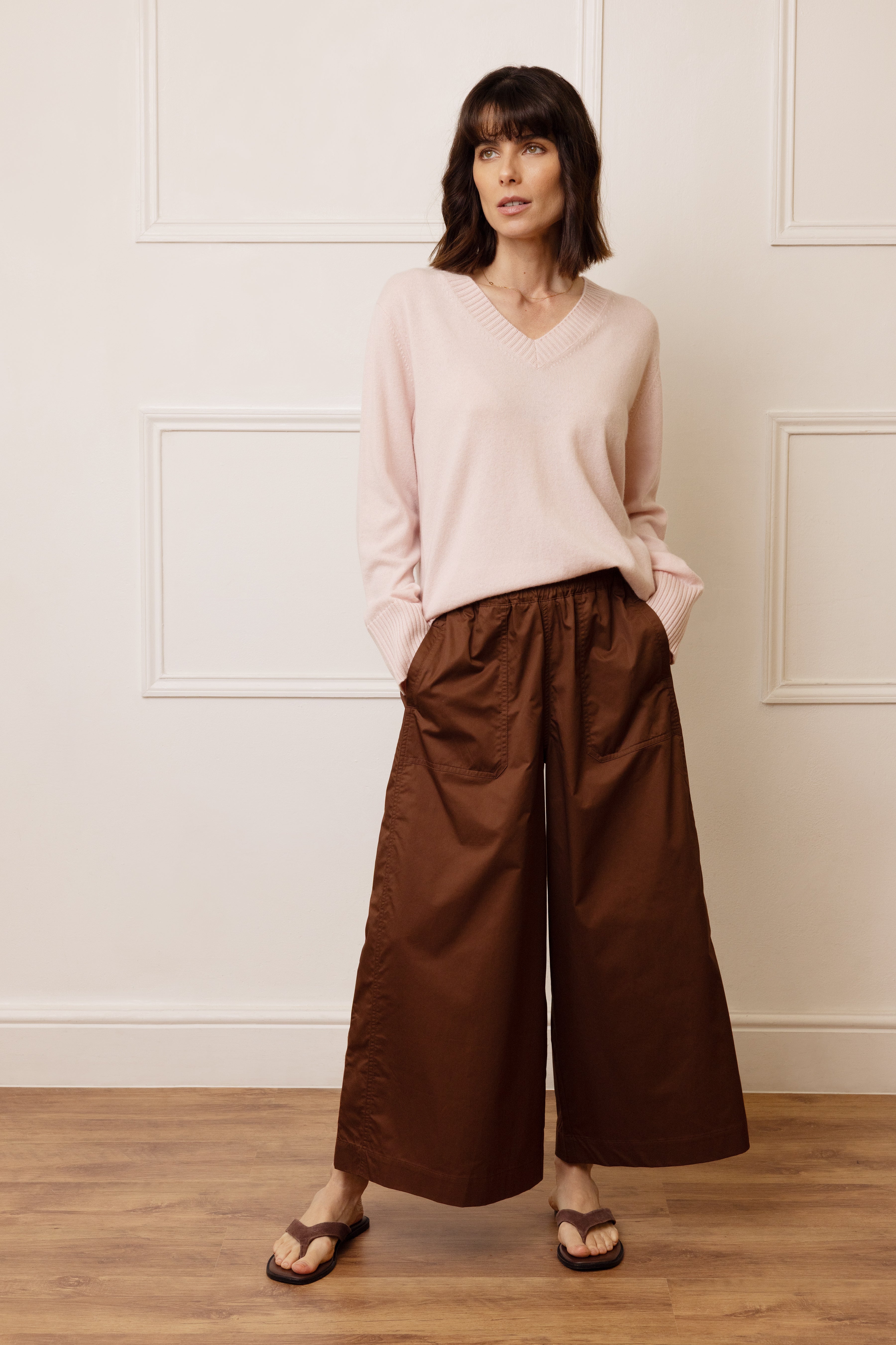 Nian V-Neck Cashmere Blend Jumper - Blush