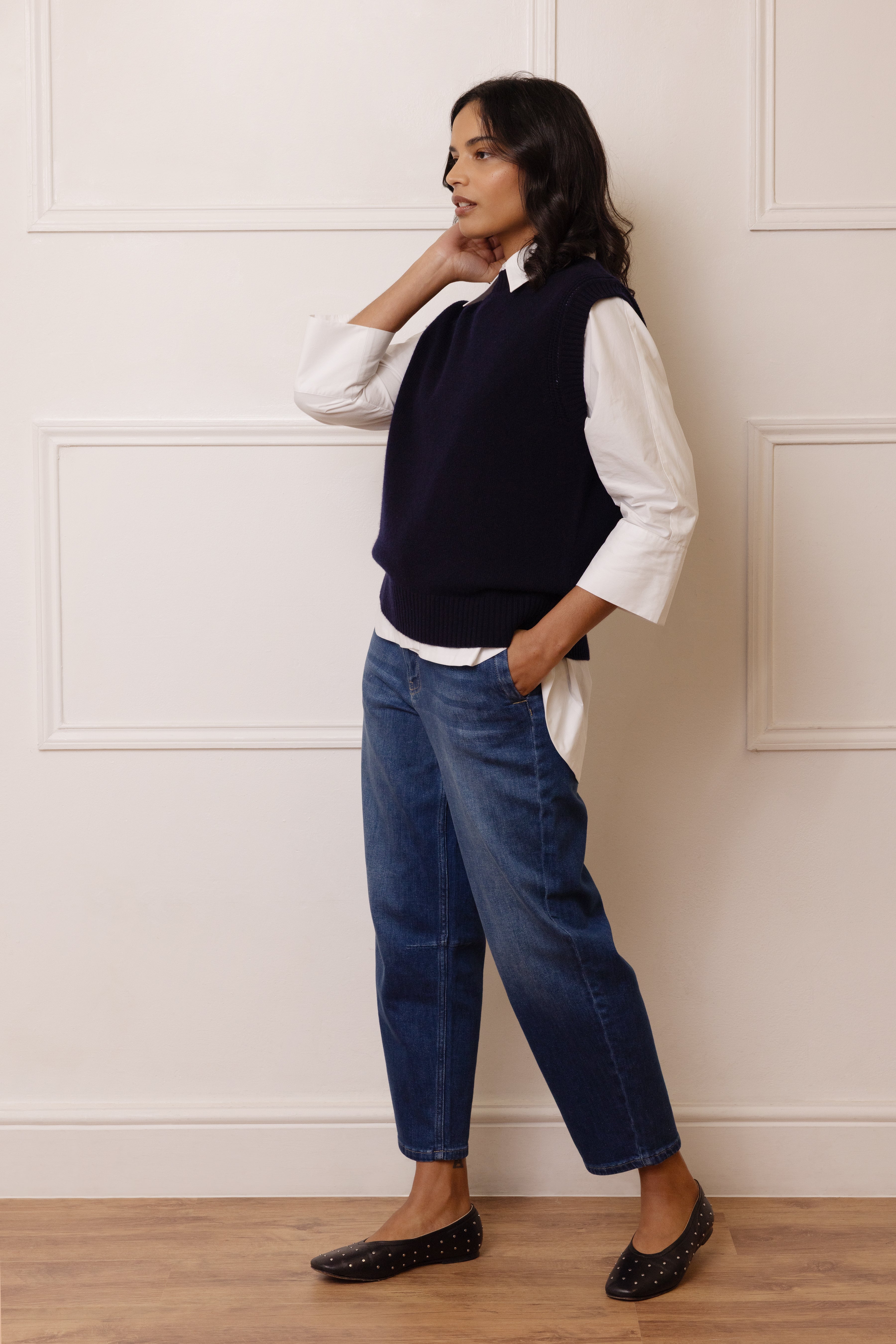 Nelly Cashmere Blend Tank - Navy