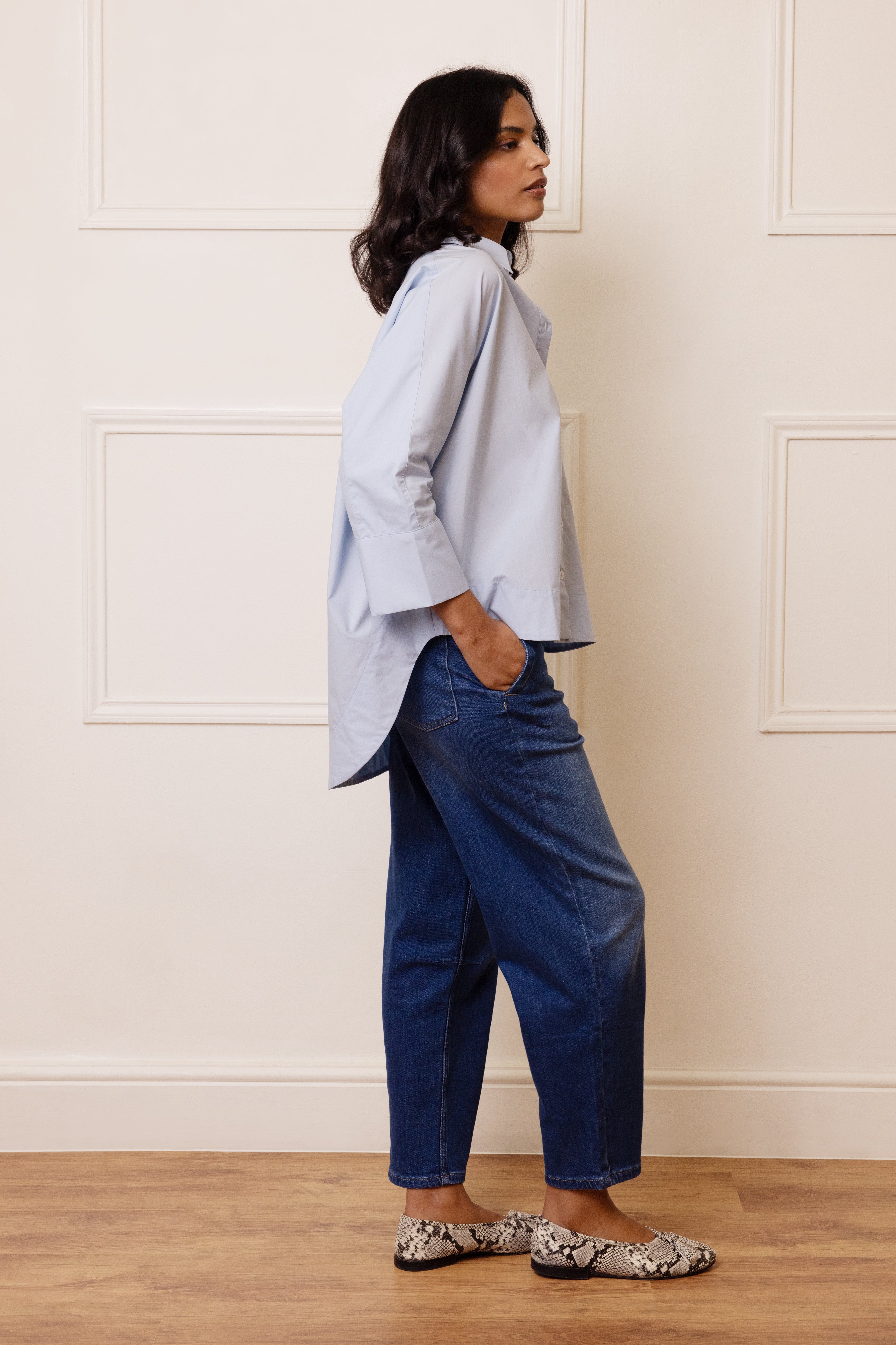 Olivia Oversized Poplin Shirt - Powder Blue - Eleven Loves