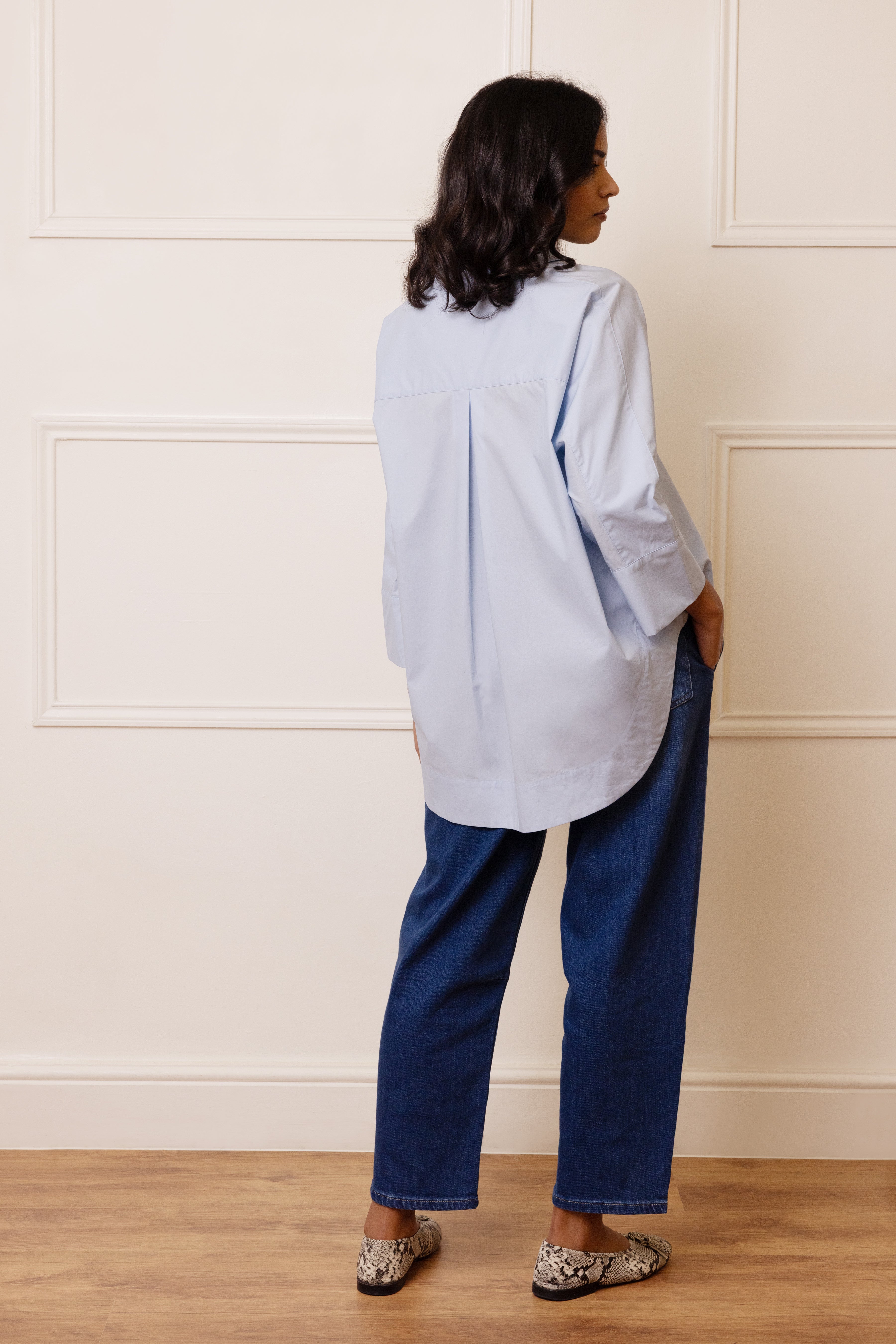 Olivia Oversized Poplin Shirt - Powder Blue - Eleven Loves