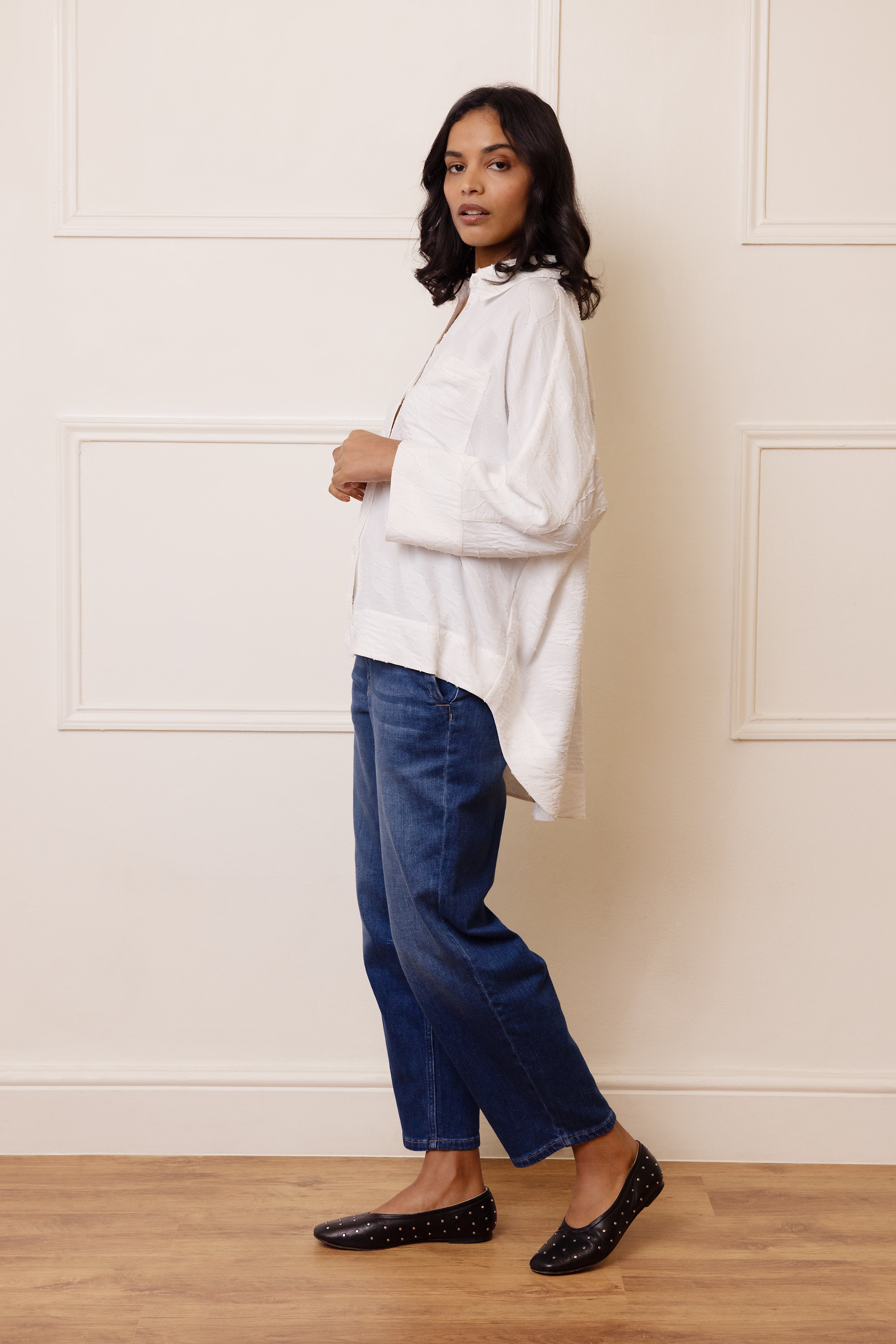 Olivia Textured Shirt - White - Eleven Loves