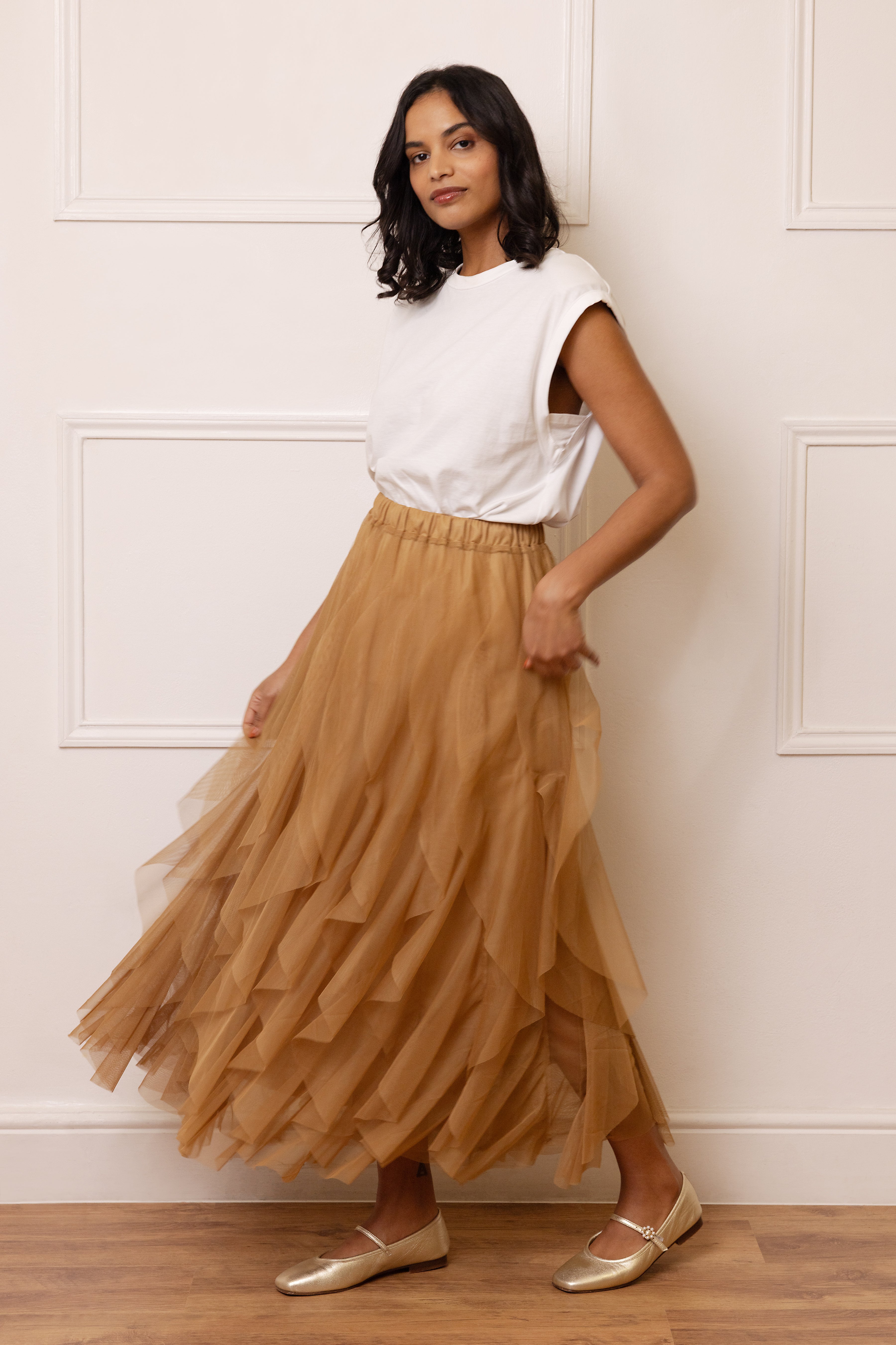 Iris Tulle Maxi Skirt - Taupe - Eleven Loves