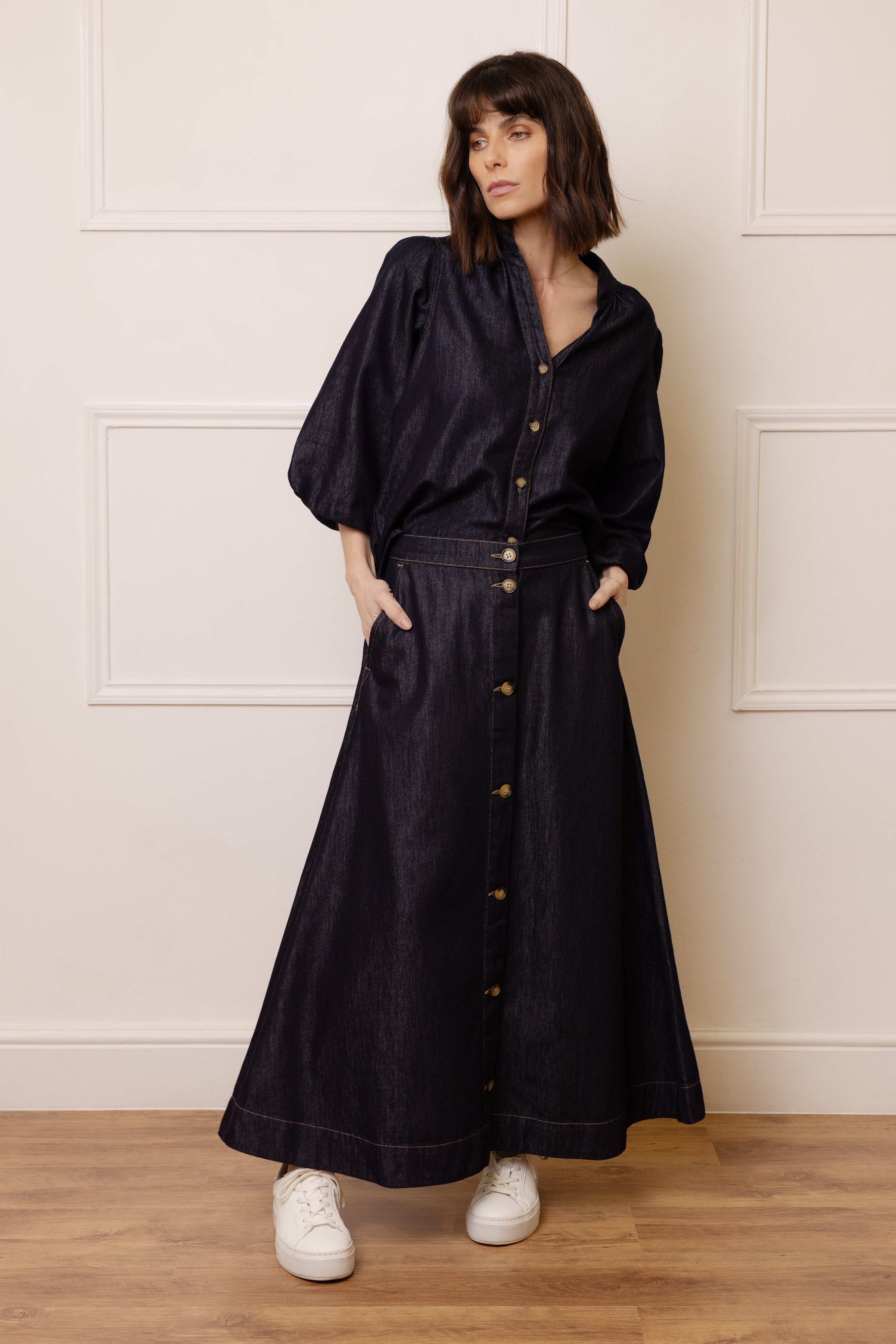 Imogen Denim Skirt - Dark Wash - Eleven Loves