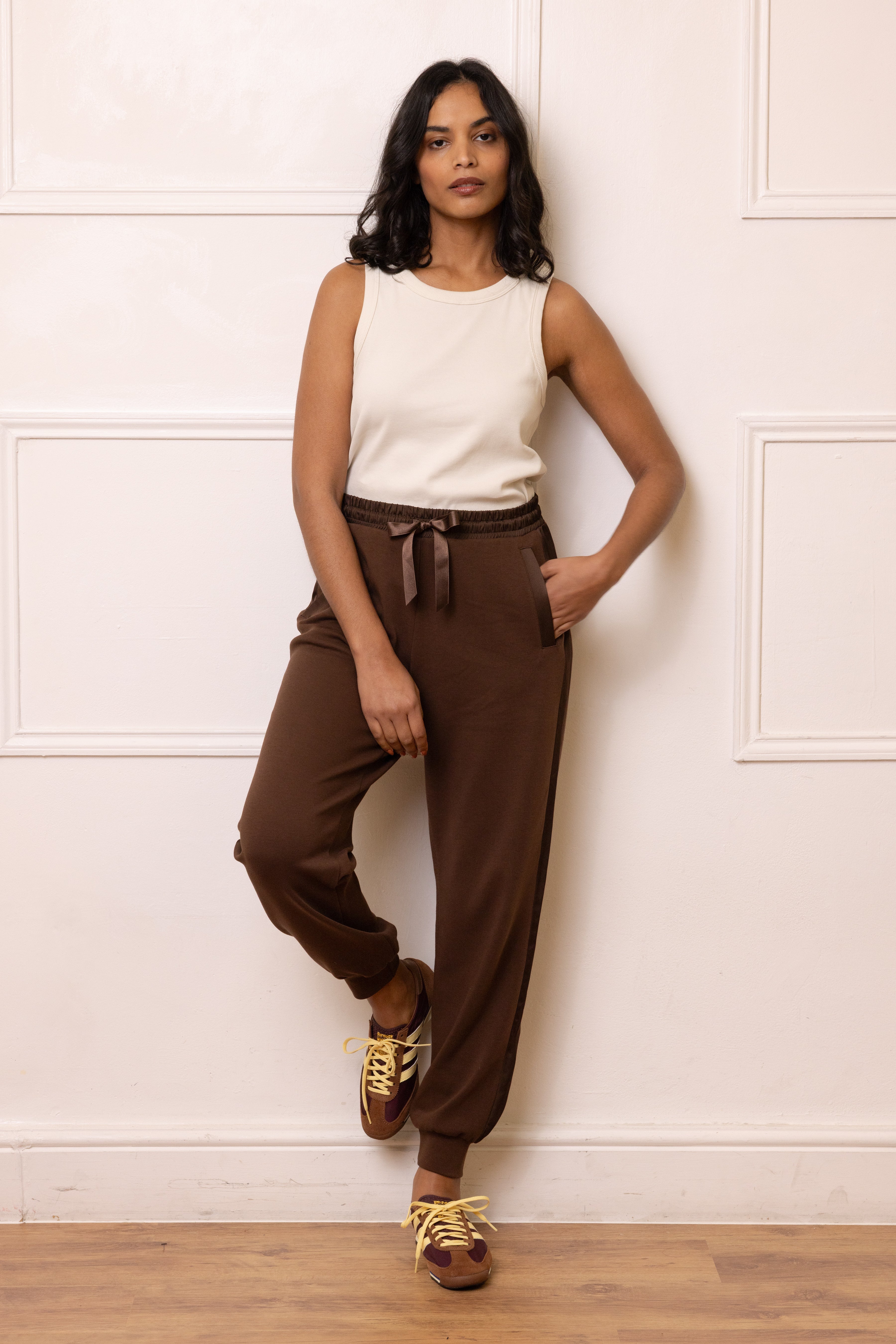 Perfect Side Stripe Joggers - Chocolate