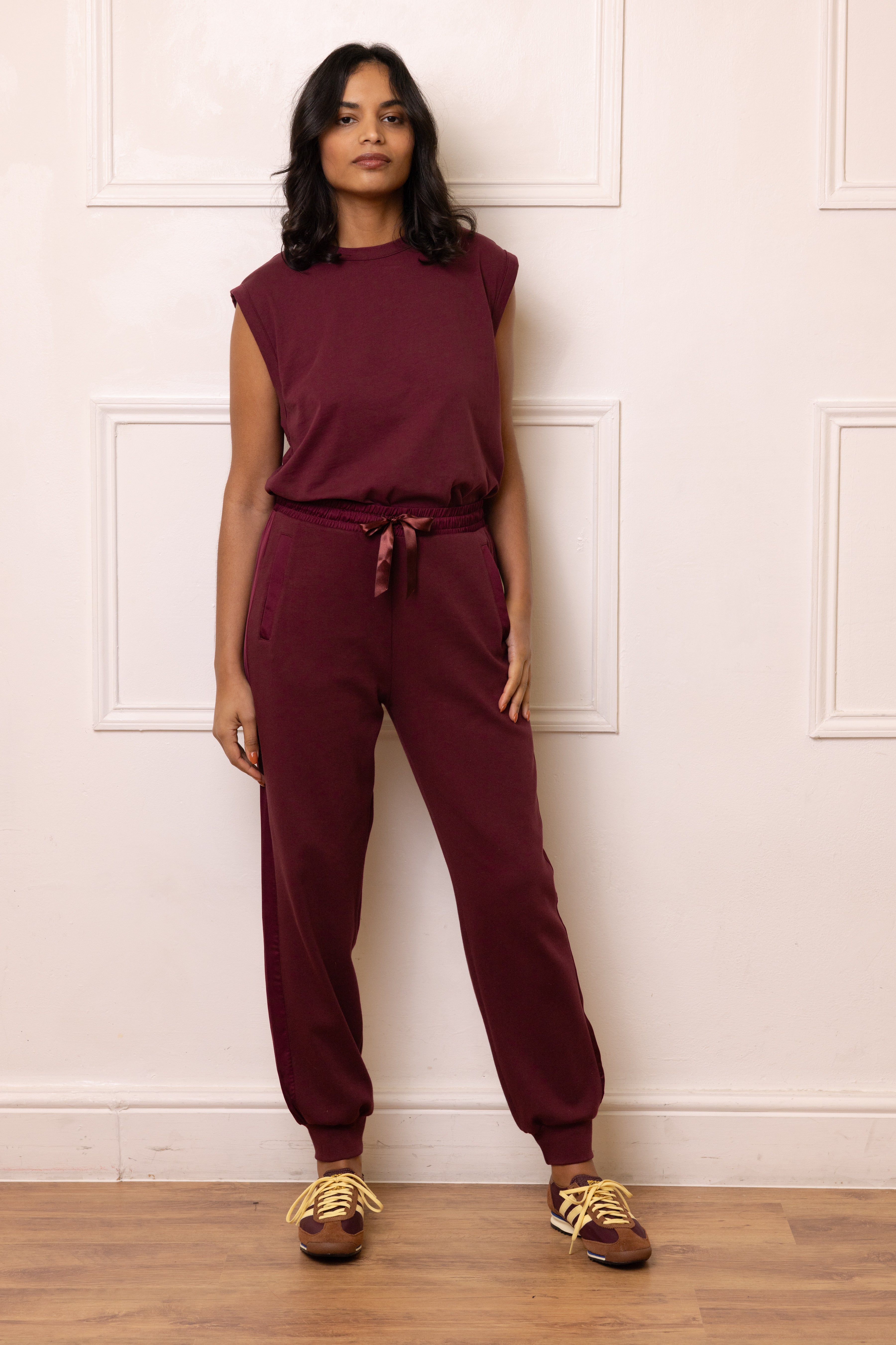 Perfect Side Stripe Joggers - Dark Cherry