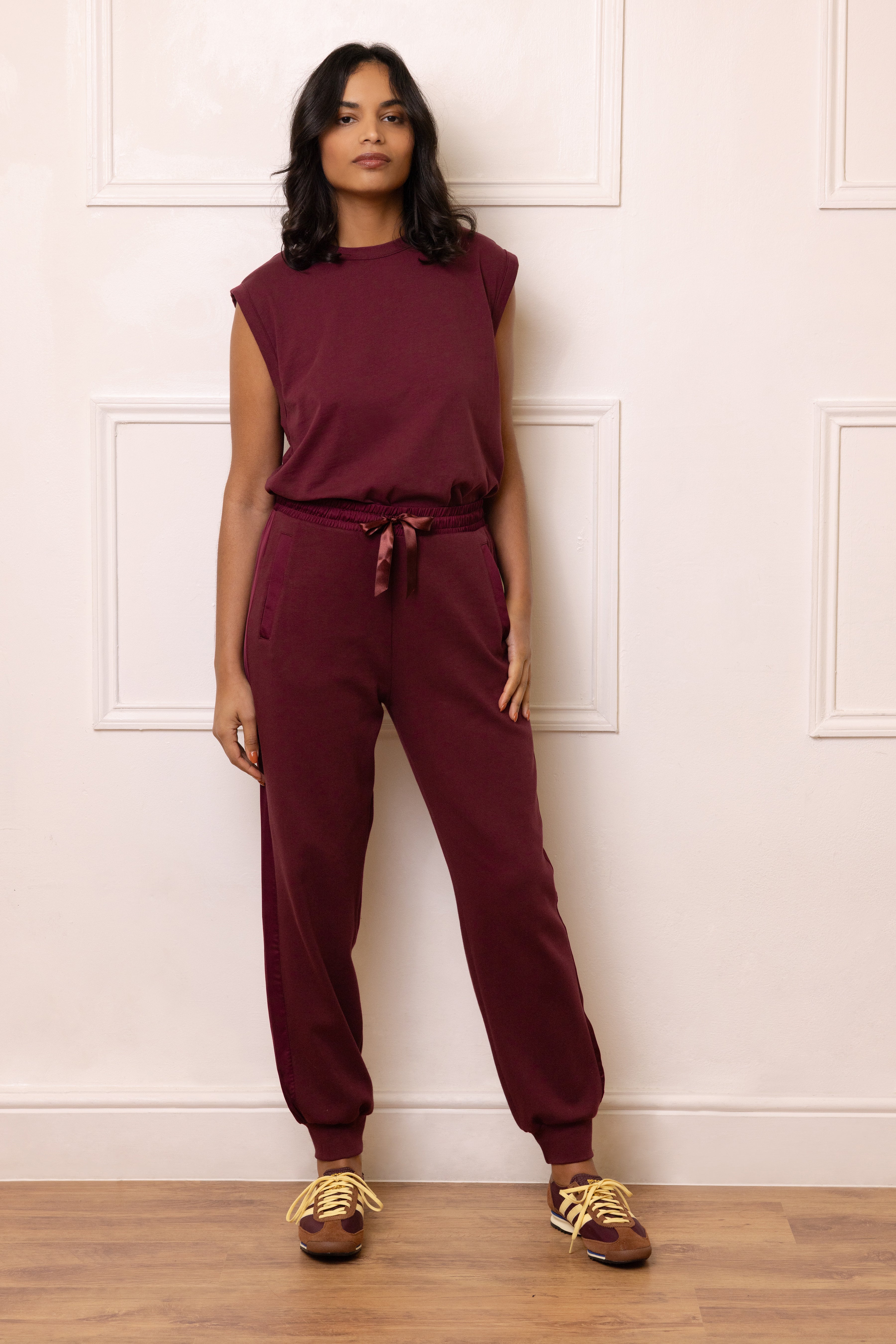 Perfect Side Stripe Joggers - Dark Cherry - Eleven Loves